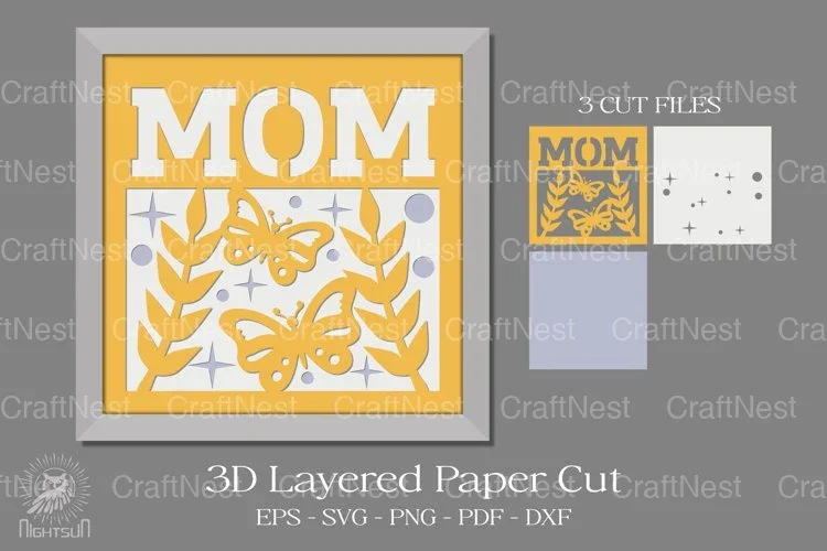 Mom 3D Light Box Paper Cut Design Bundle