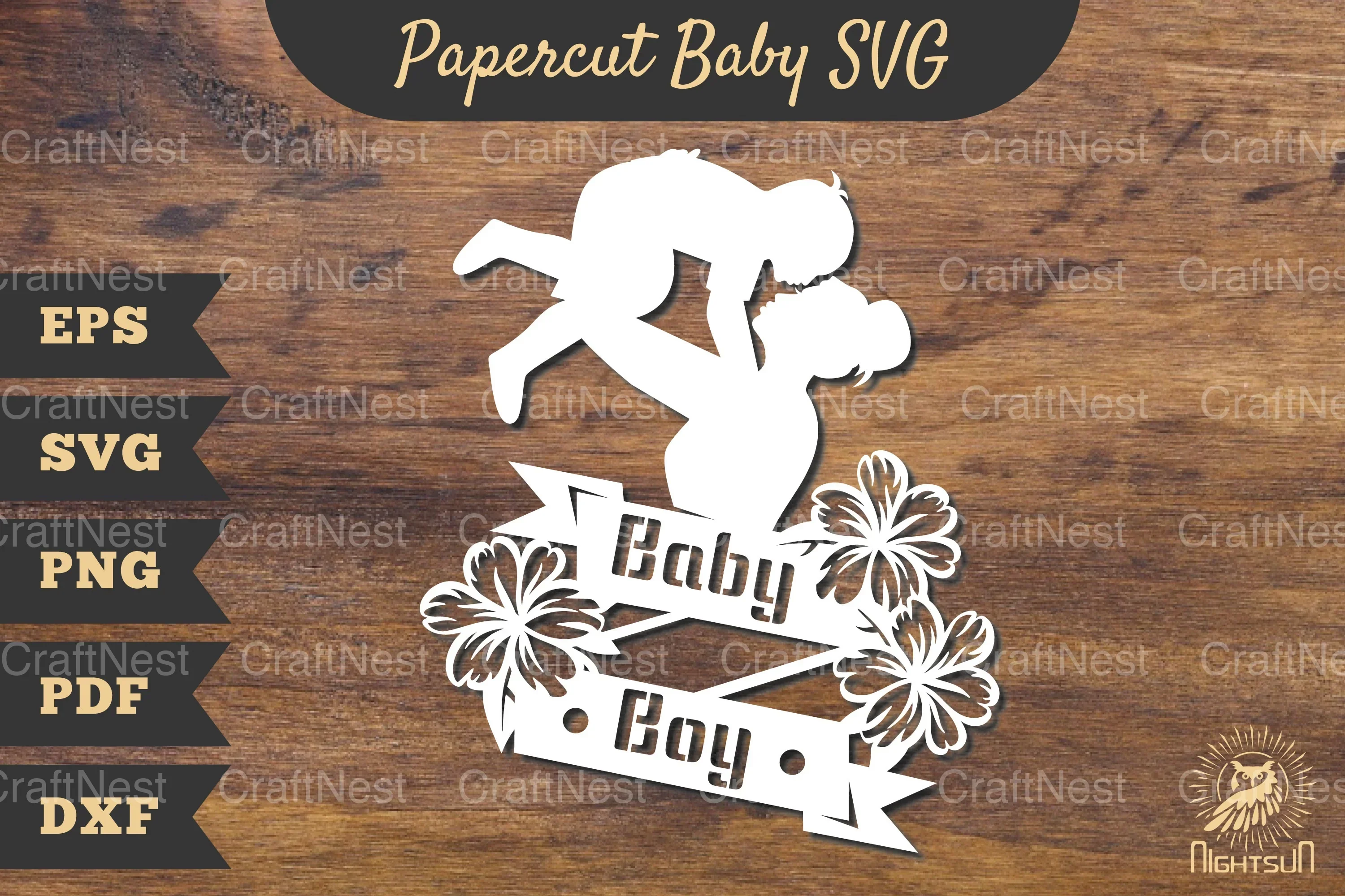 Mom and Baby Boy Papercut SVG Bundle