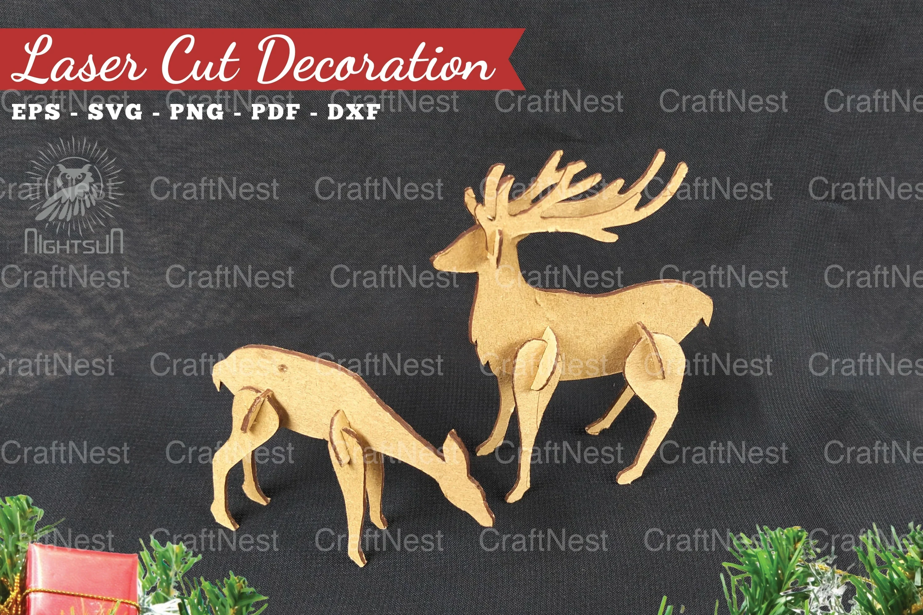Mom and Baby Deer Laser Cut Home Decor Clipart Bundle - Image 2