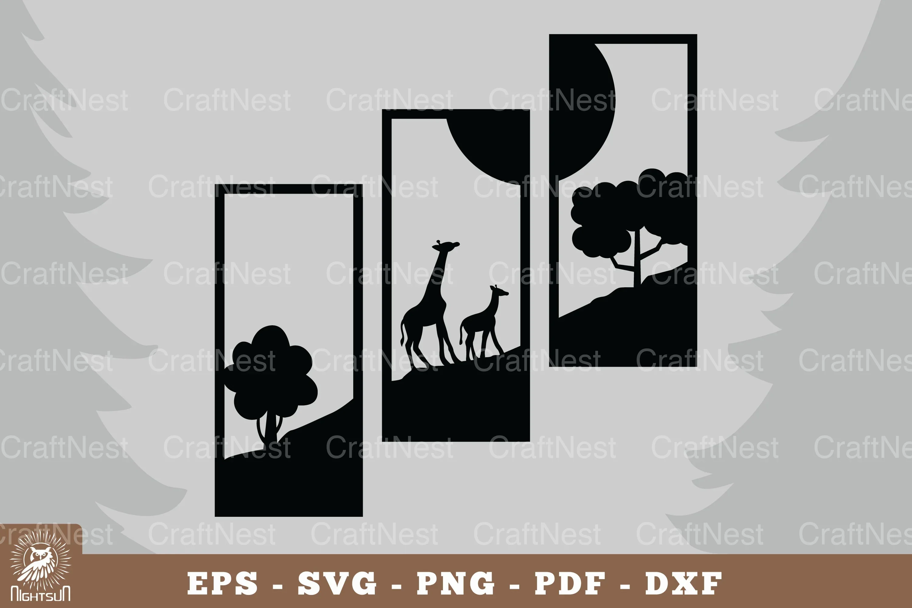 Mom and Baby Giraffe Home Decor Clipart Bundle