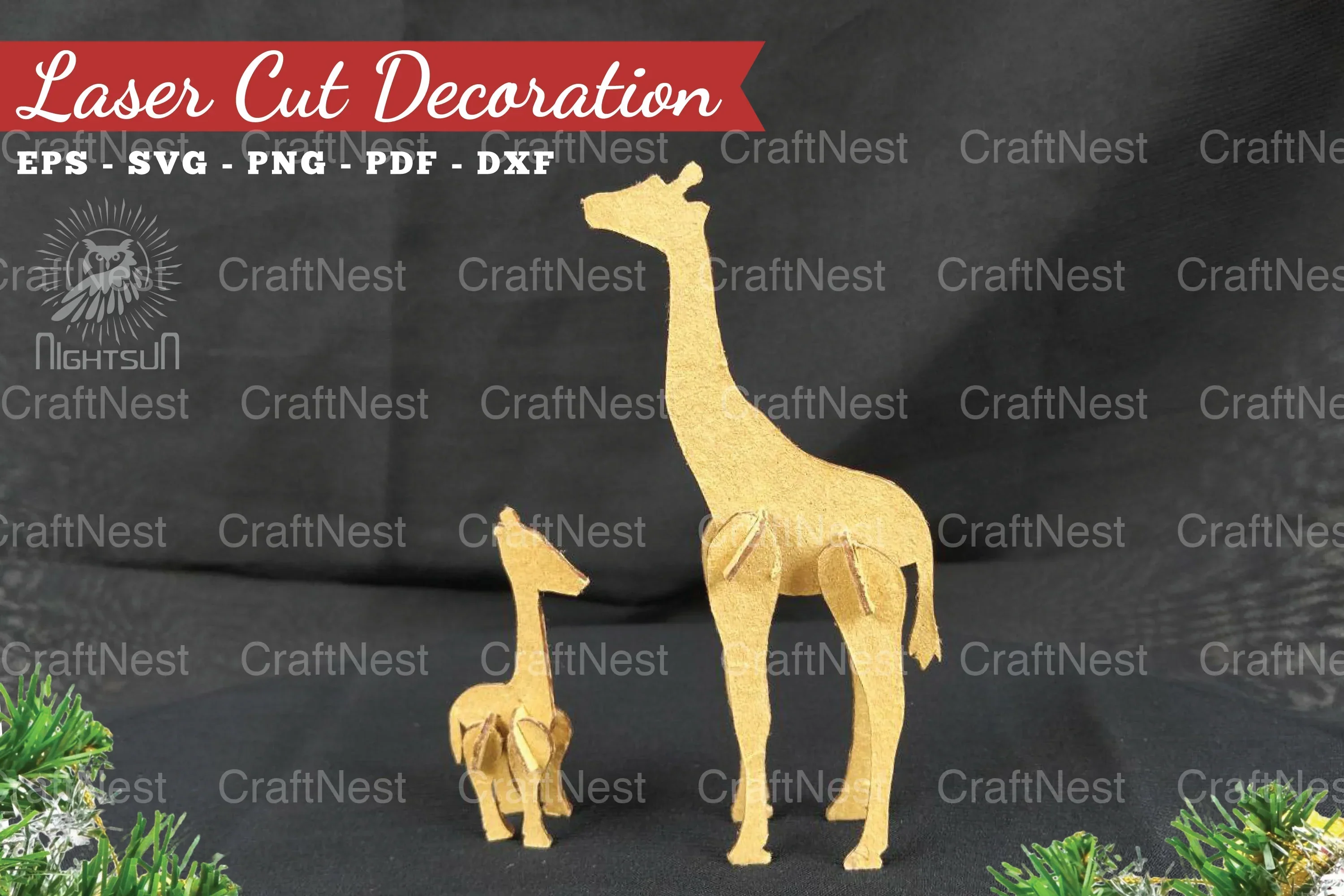 Mom and Baby Giraffe Laser Cut Home Decor Clipart Bundle