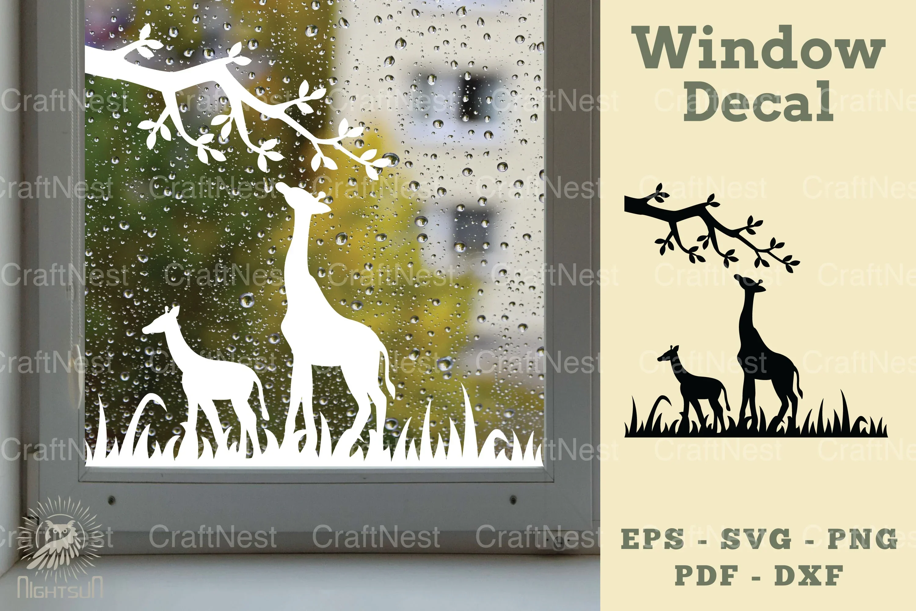 Mom and Baby Giraffe Window Decal Clipart Bundle
