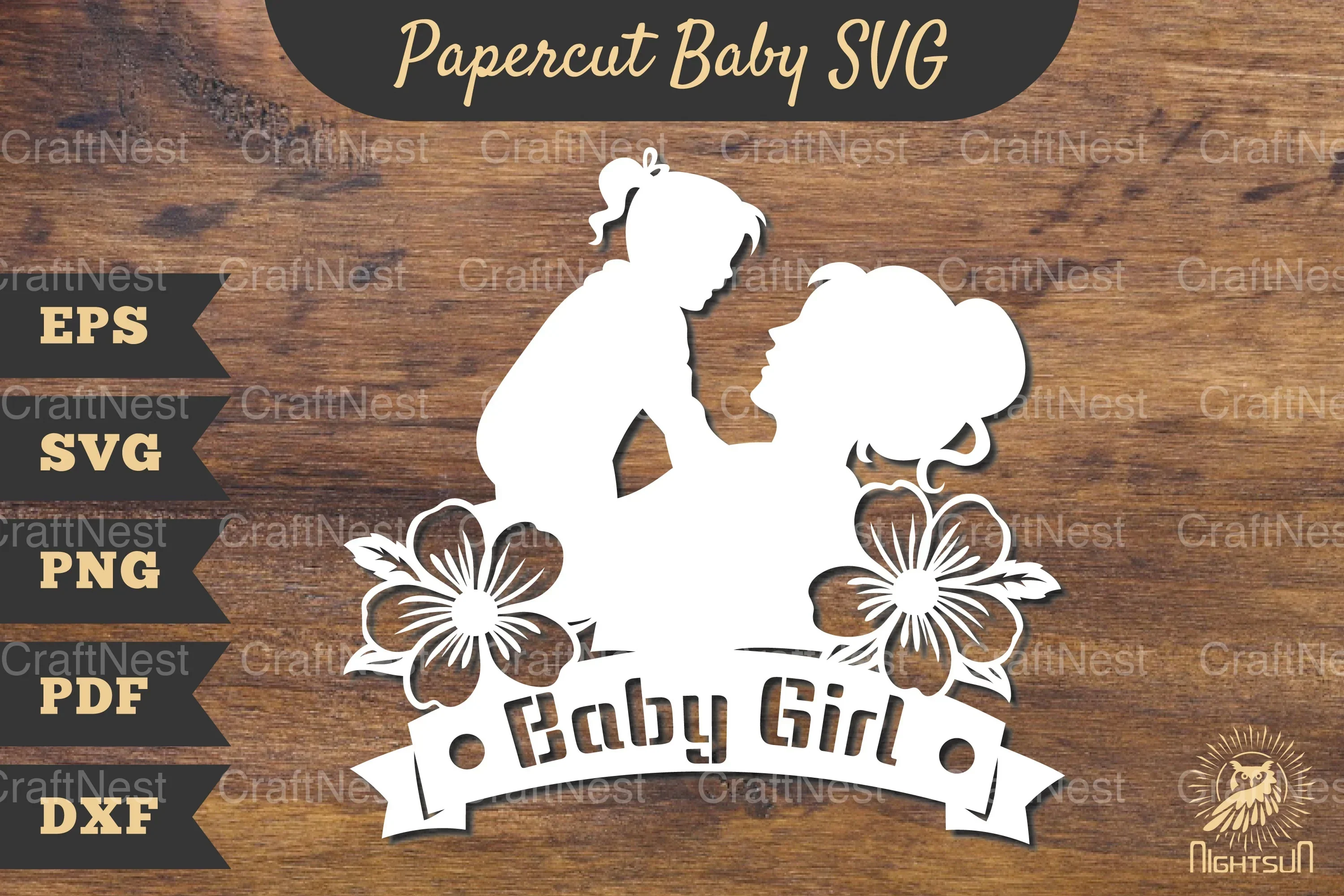 Mom and Baby Girl Papercut SVG Bundle