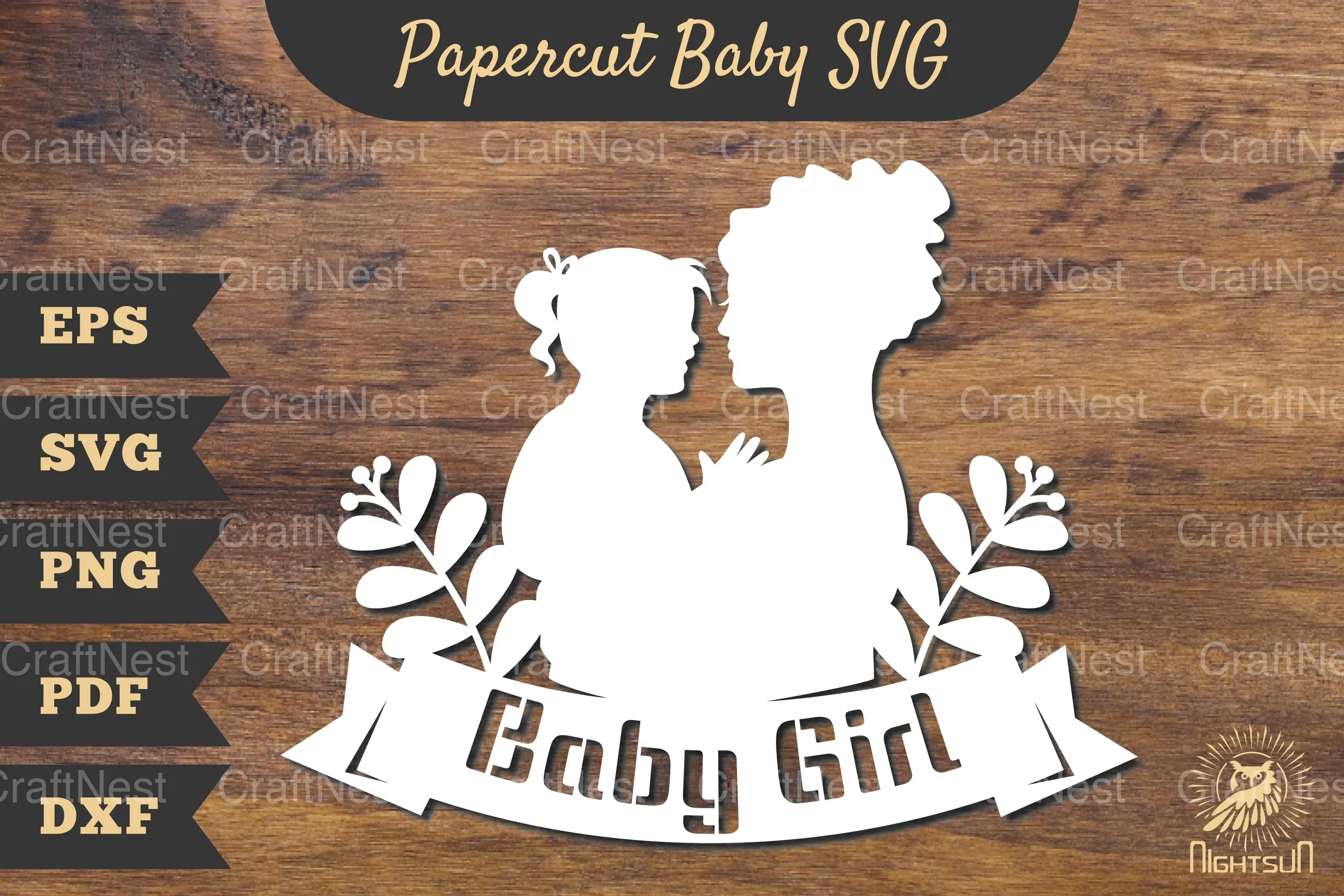 Mom and Baby Girl Papercut SVG Bundle