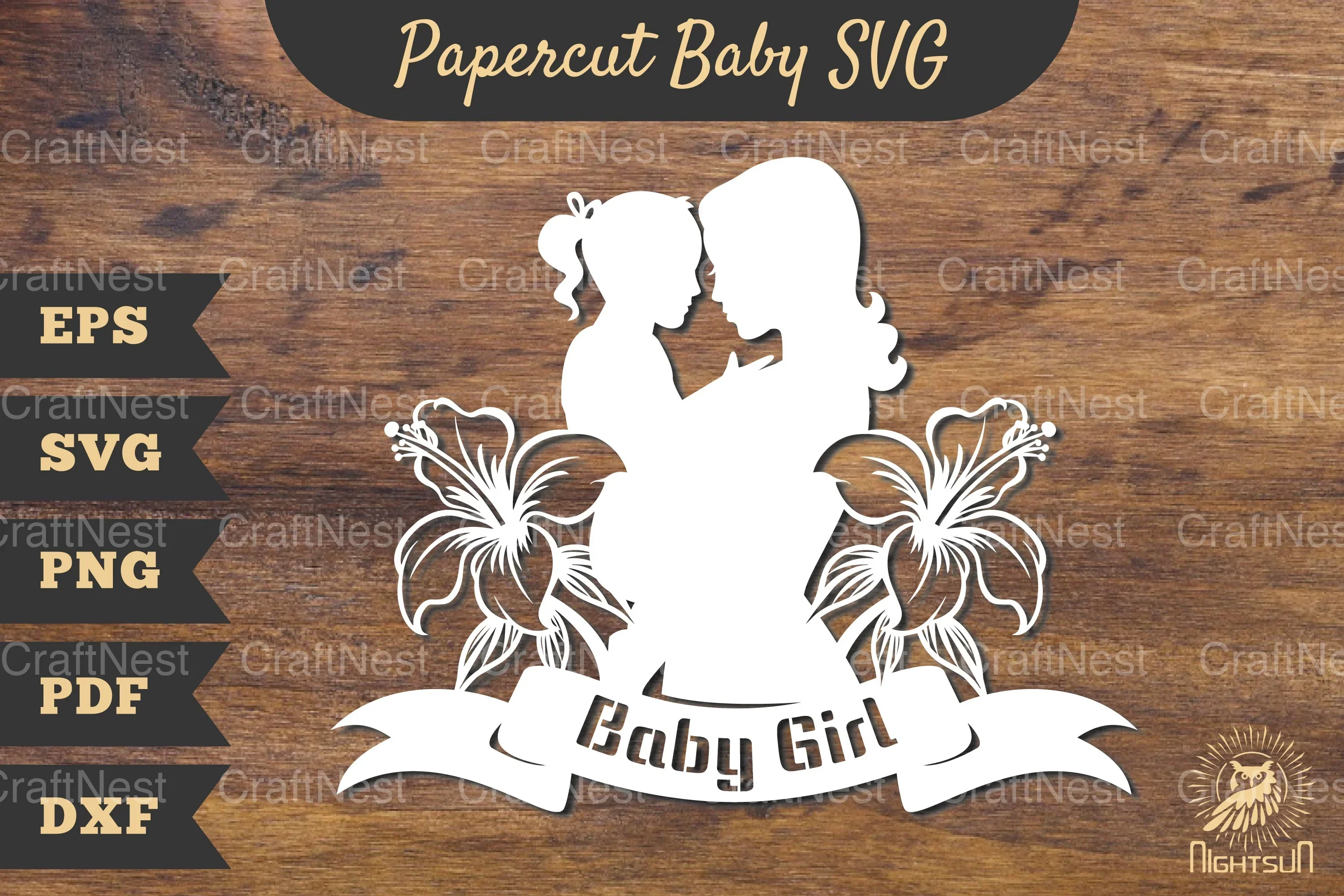 Mom and Baby Girl Papercut SVG Bundle
