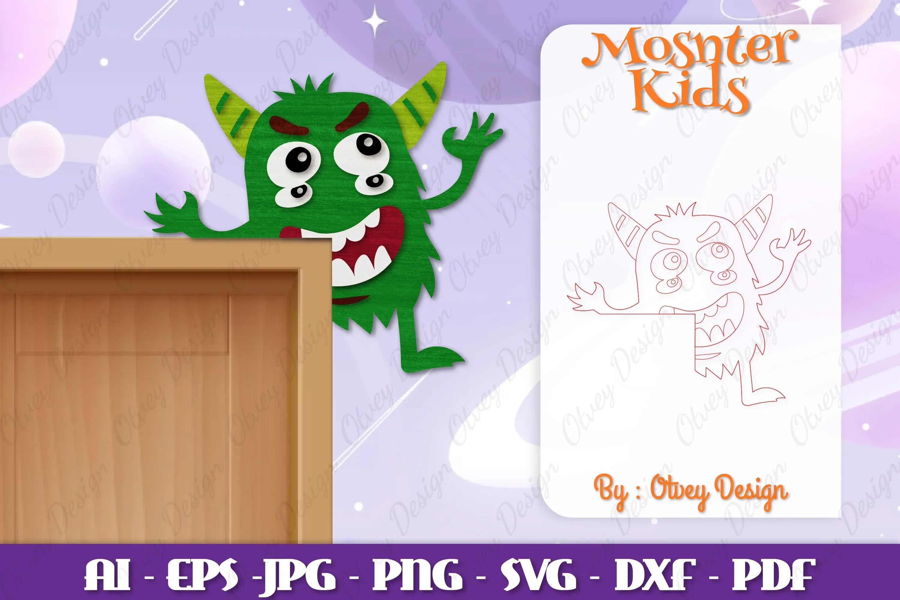 Monster Kids Corner Door Lasercut SVG Bundle