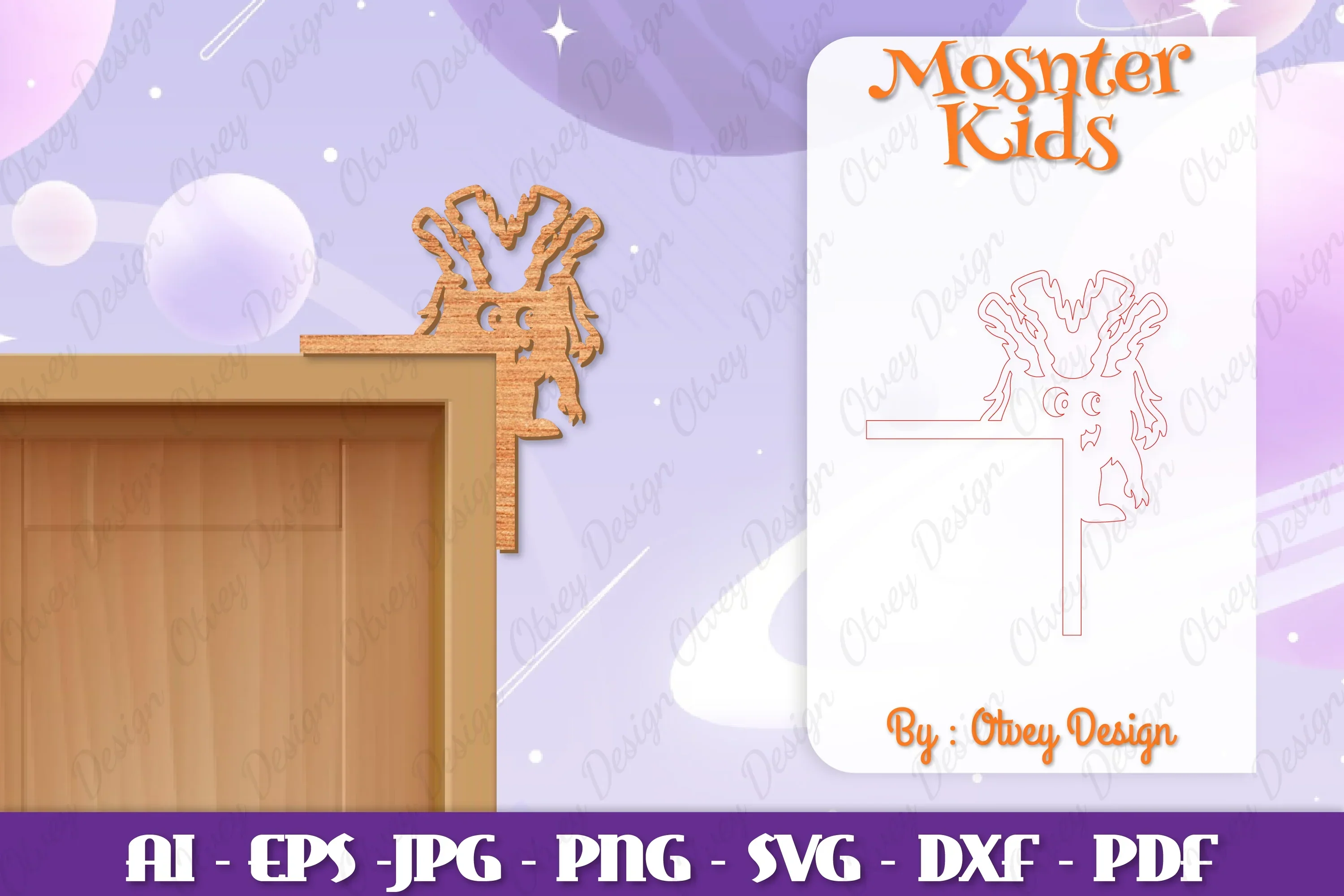 Monster Kids Corner Door Lasercut SVG Bundle
