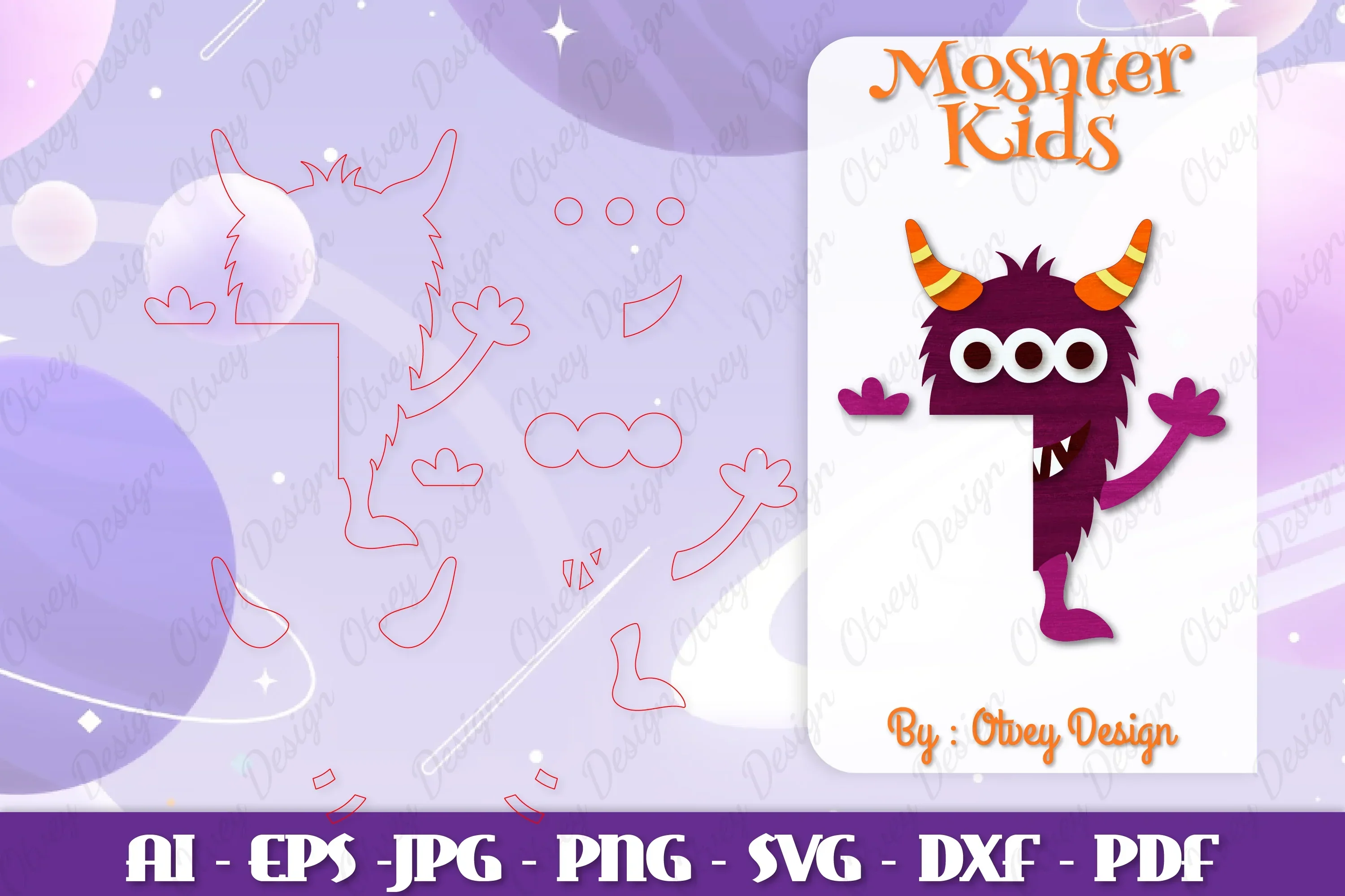 Monster Kids Corner Door Lasercut SVG Bundle - Image 2