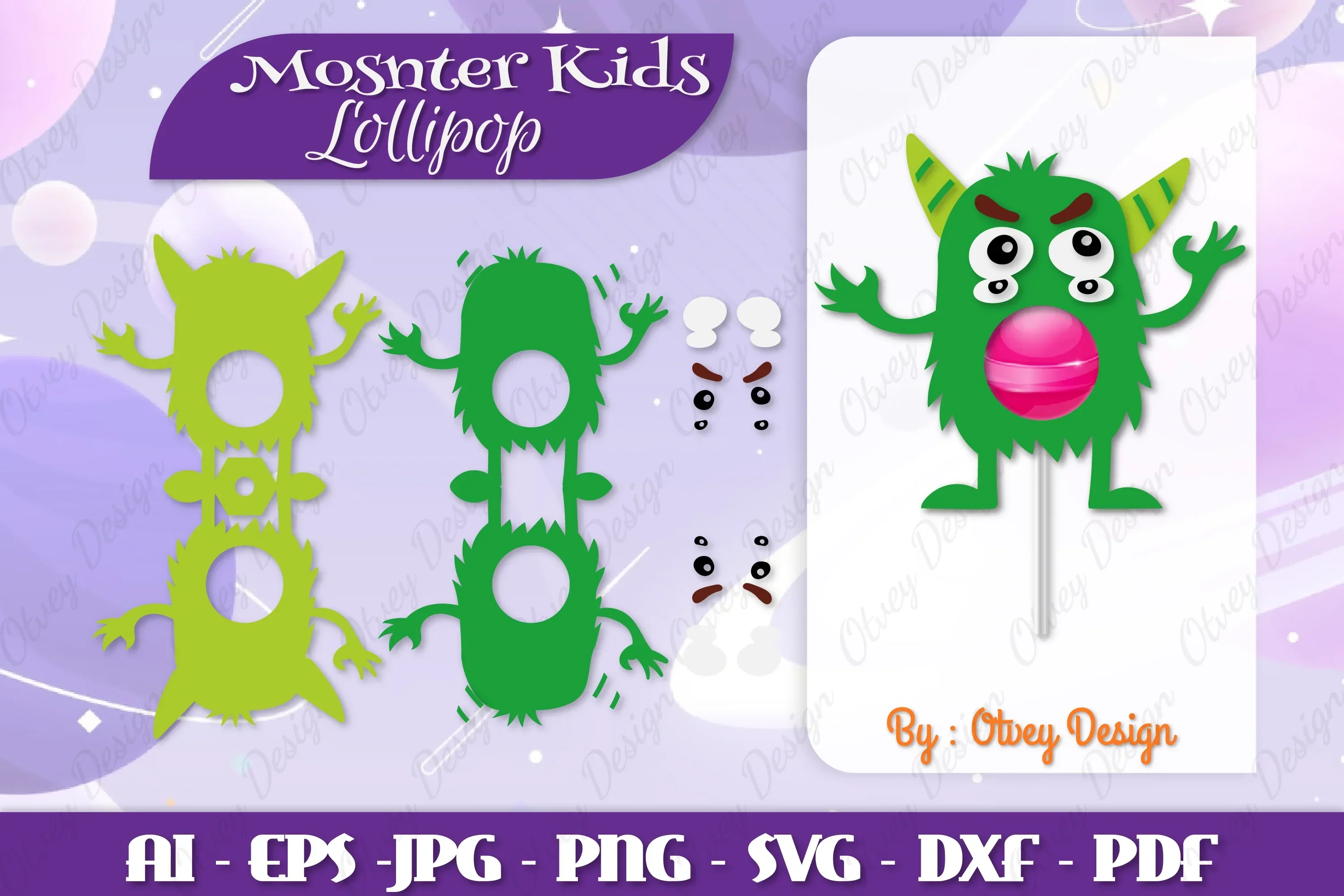 Monster Kids Lollipop Holders SVG Bundle