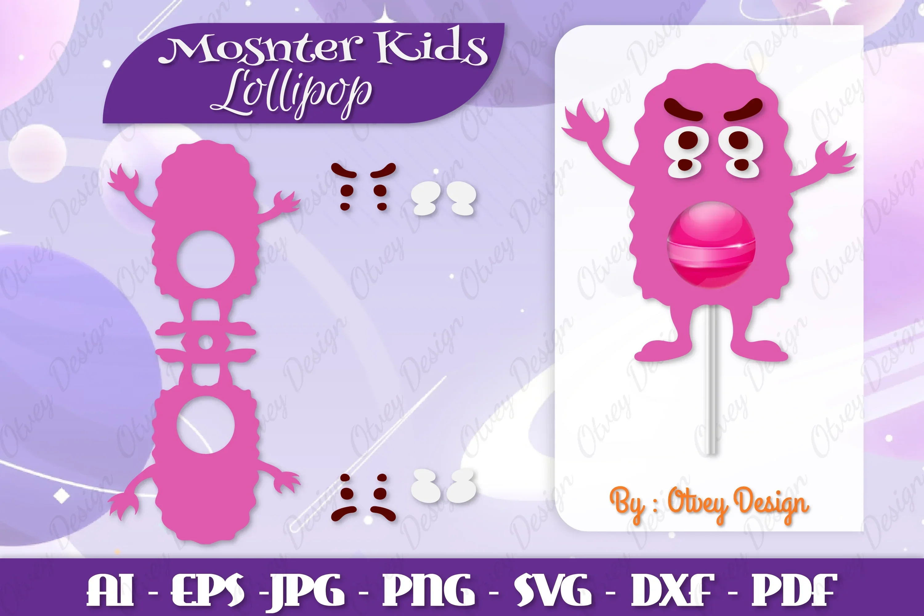 Monster Kids Lollipop Holders SVG Bundle