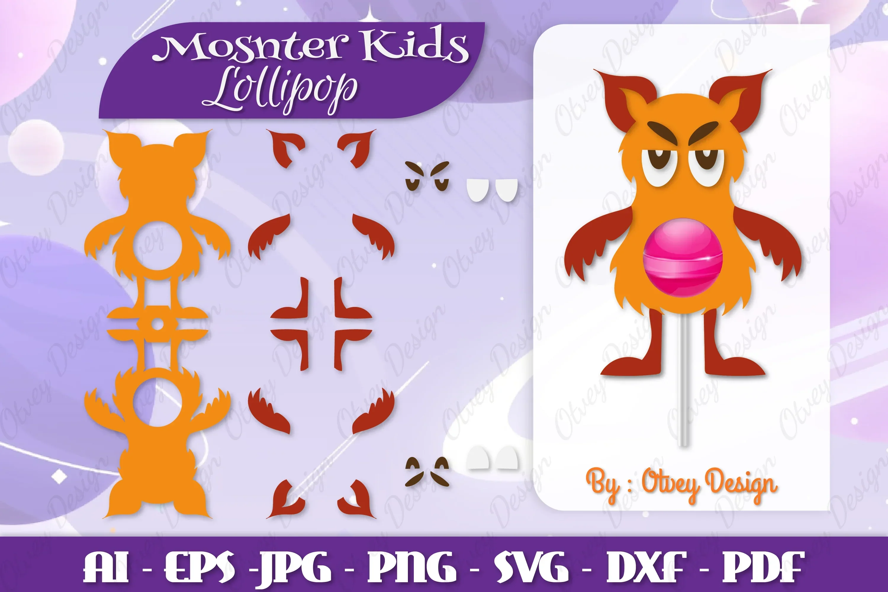 Monster Kids Lollipop Holders SVG Bundle