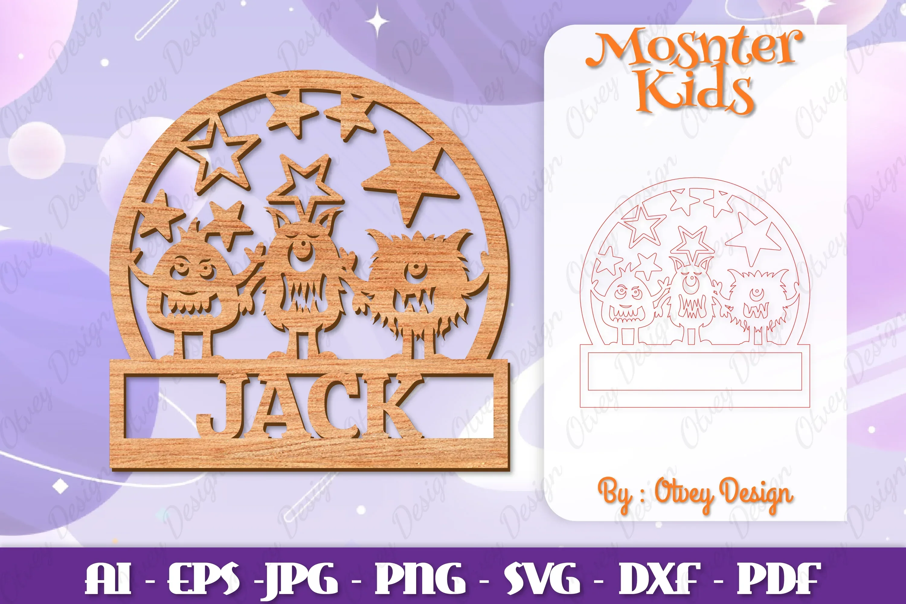 Monsters Kids Name Sign Lasercut SVG Bundle