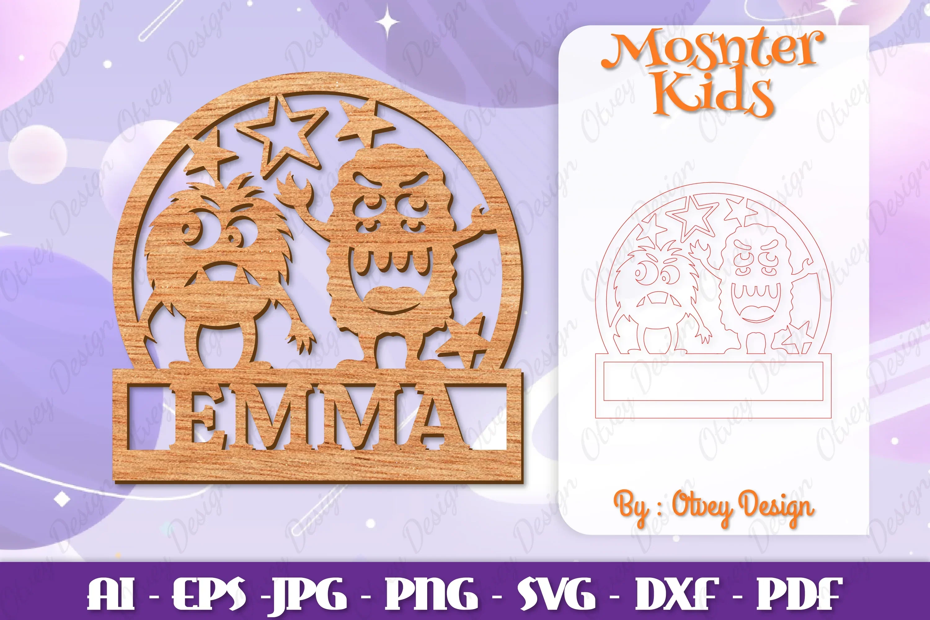 Monsters Kids Name Sign Lasercut SVG Bundle
