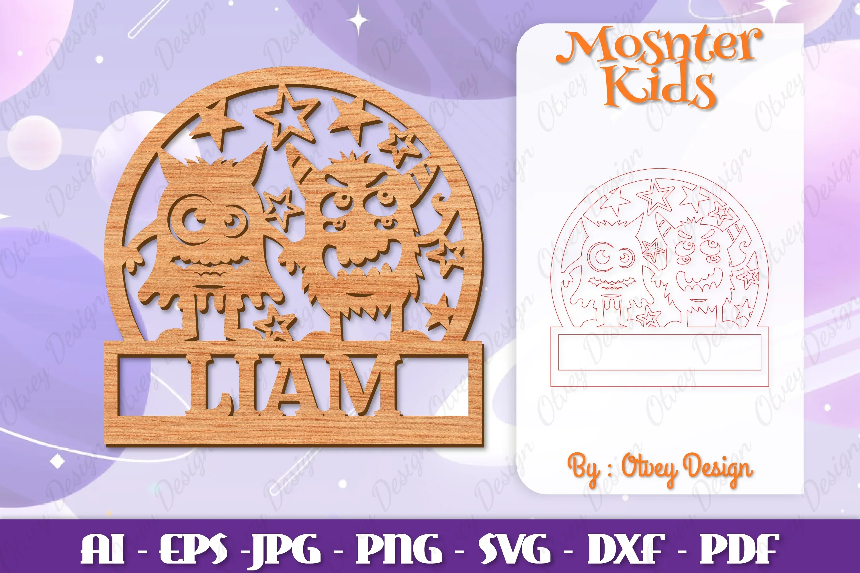 Monsters Kids Name Sign Lasercut SVG Bundle