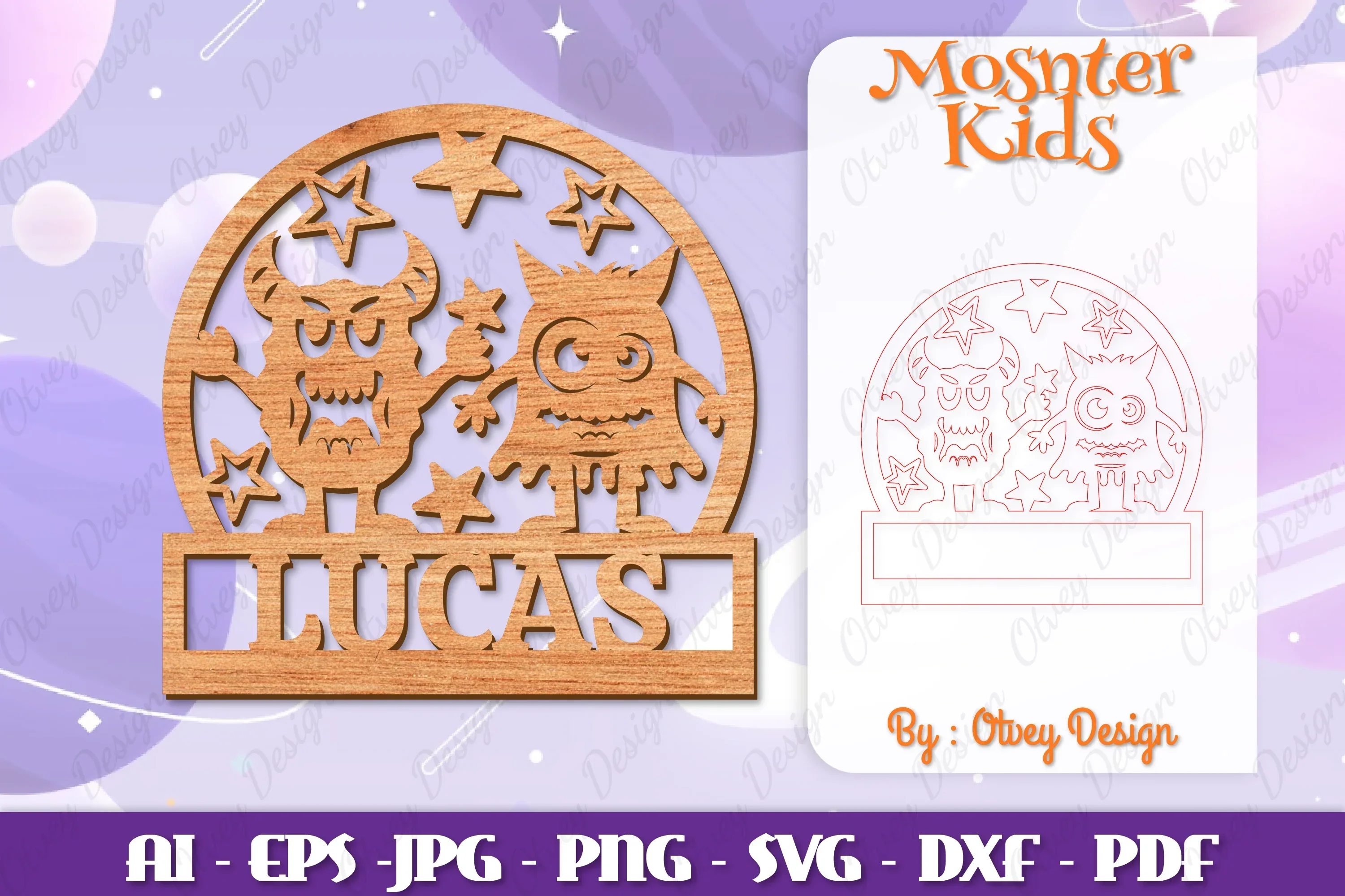 Monsters Kids Name Sign Lasercut SVG Bundle