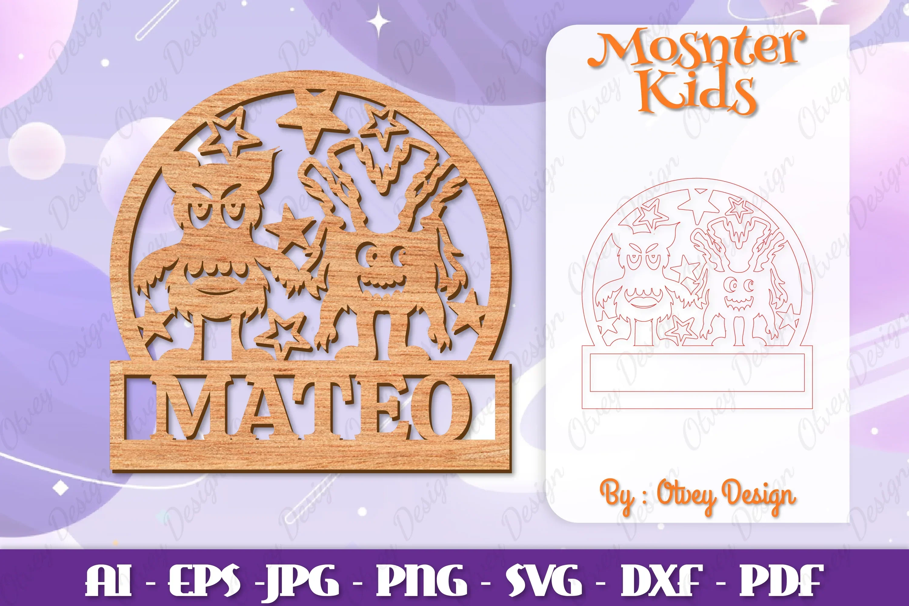 Monsters Kids Name Sign Lasercut SVG Bundle