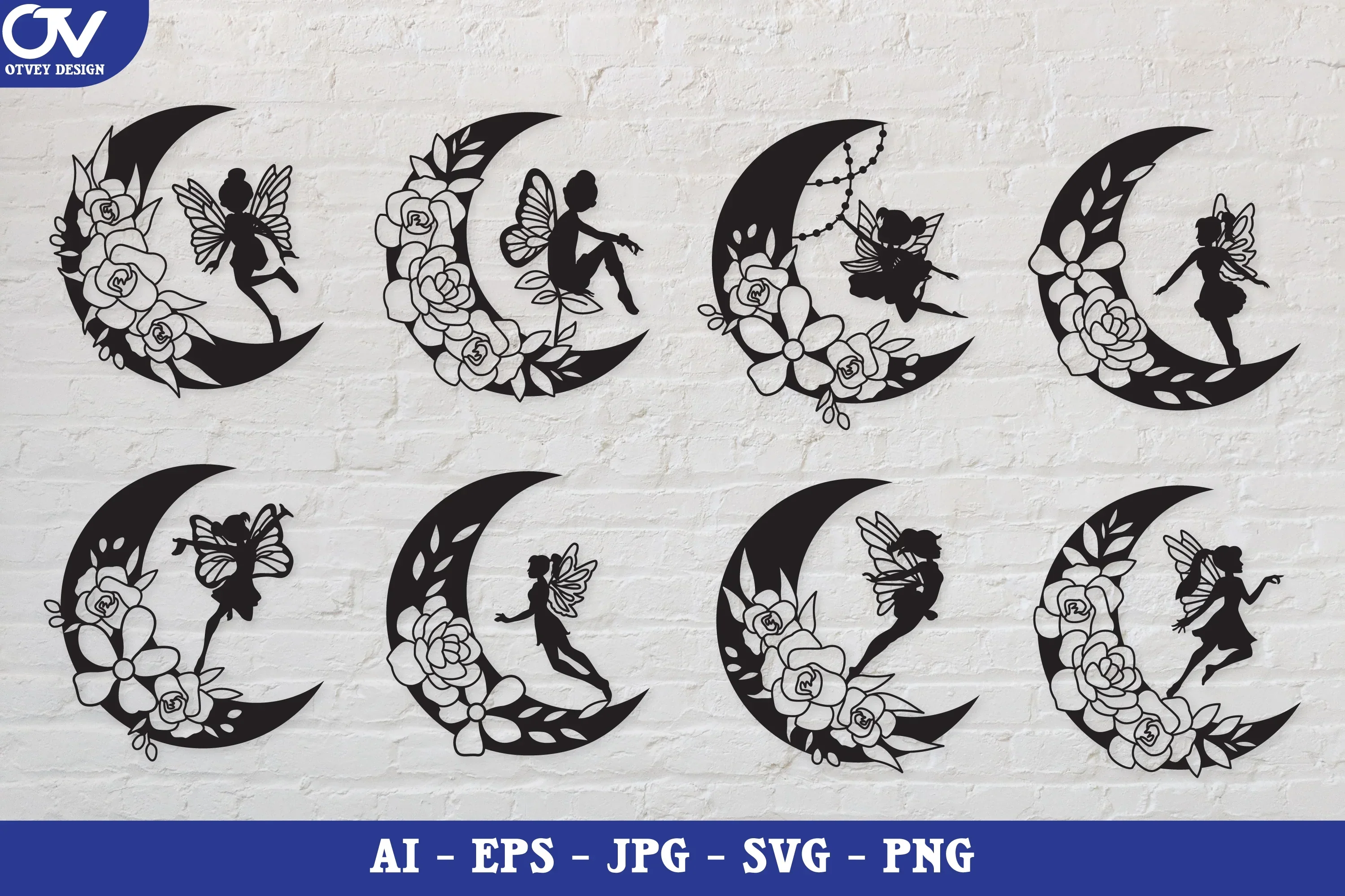 Moon Fairy Silhouette SVG Bundle
