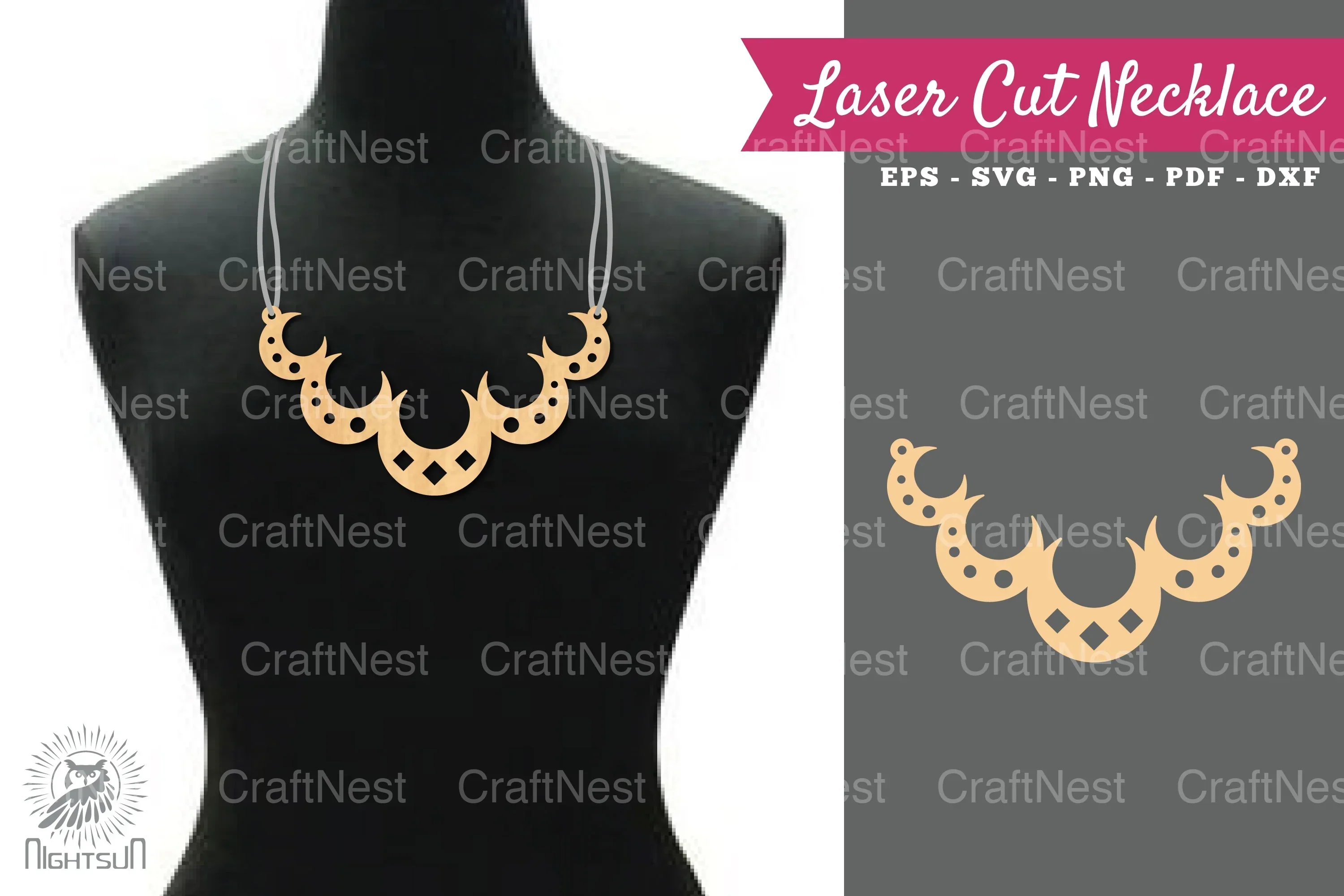 Moon Laser Cut Necklace Design - SVG Bundle