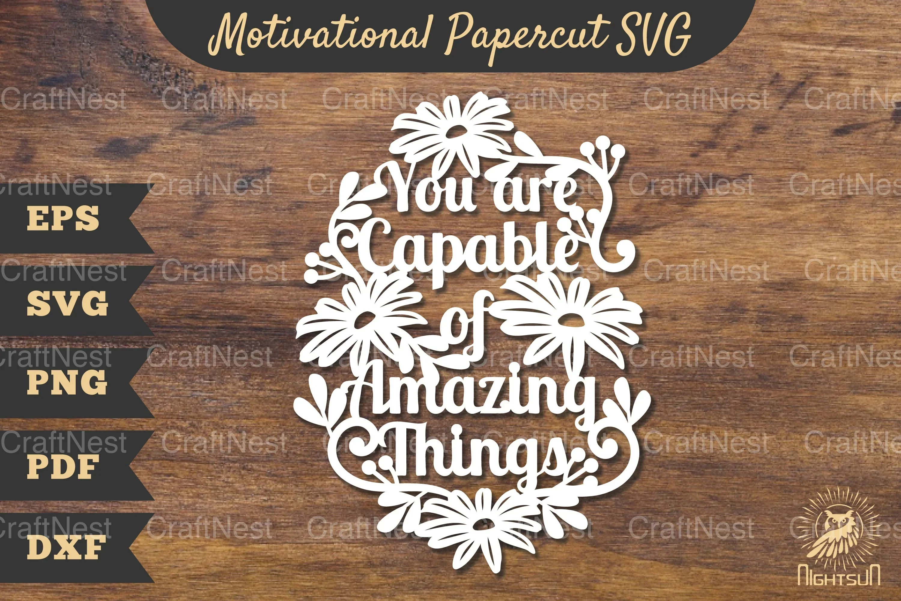Motivational Floral Papercut SVG Bundle