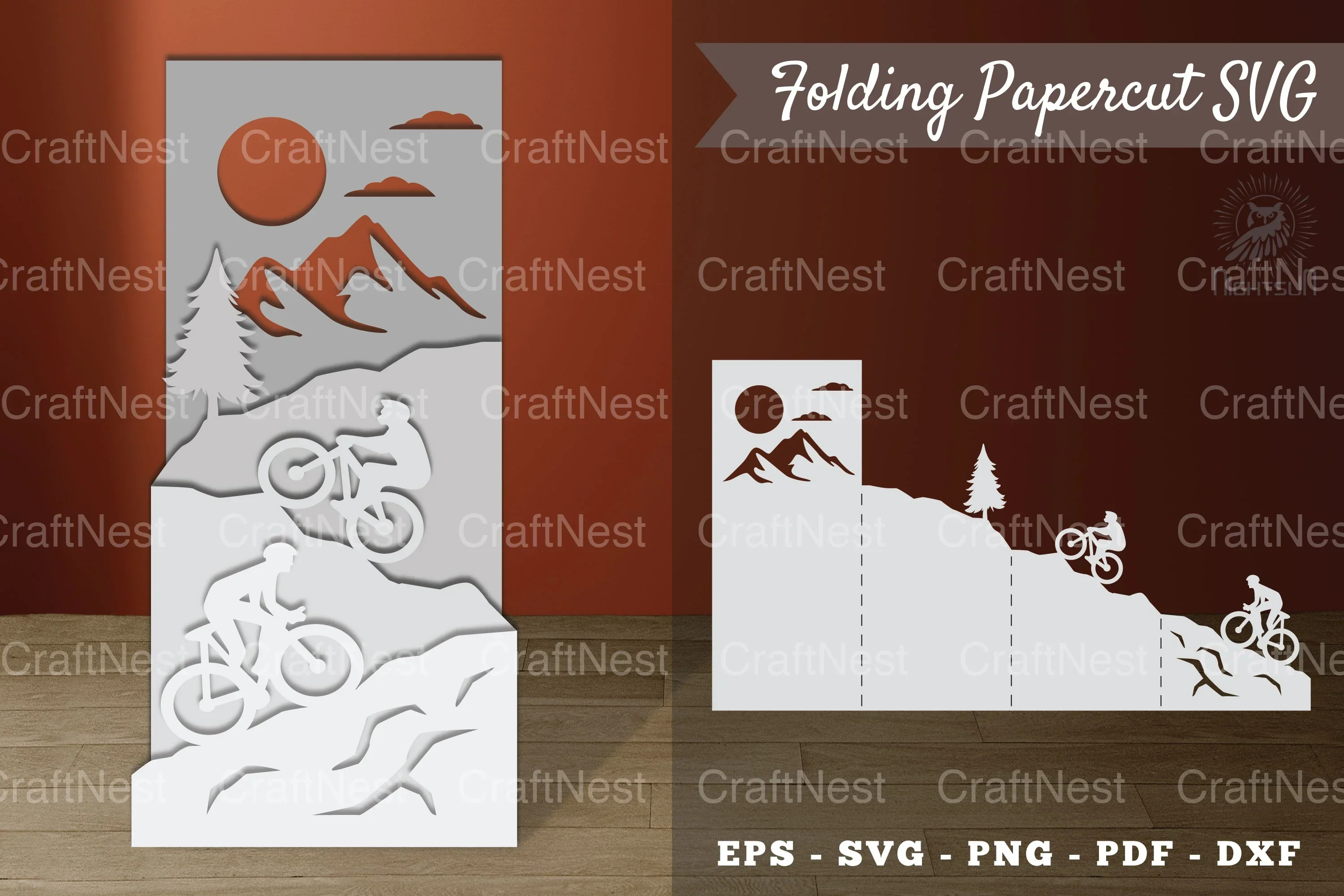Mountain Bike Folding Papercut SVG Bundle