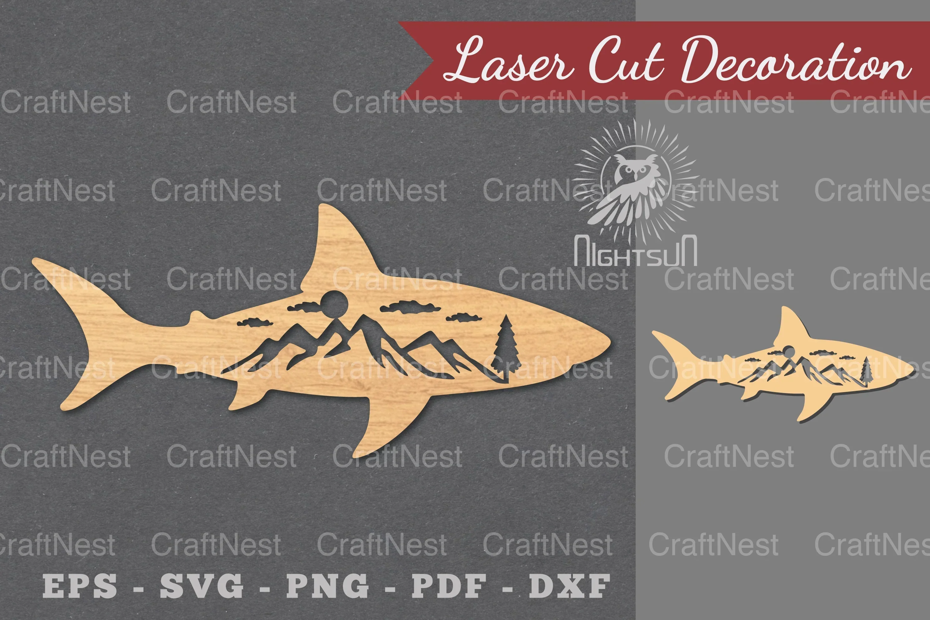 Mountain Fish Laser Cut Decoration Clipart Bundle