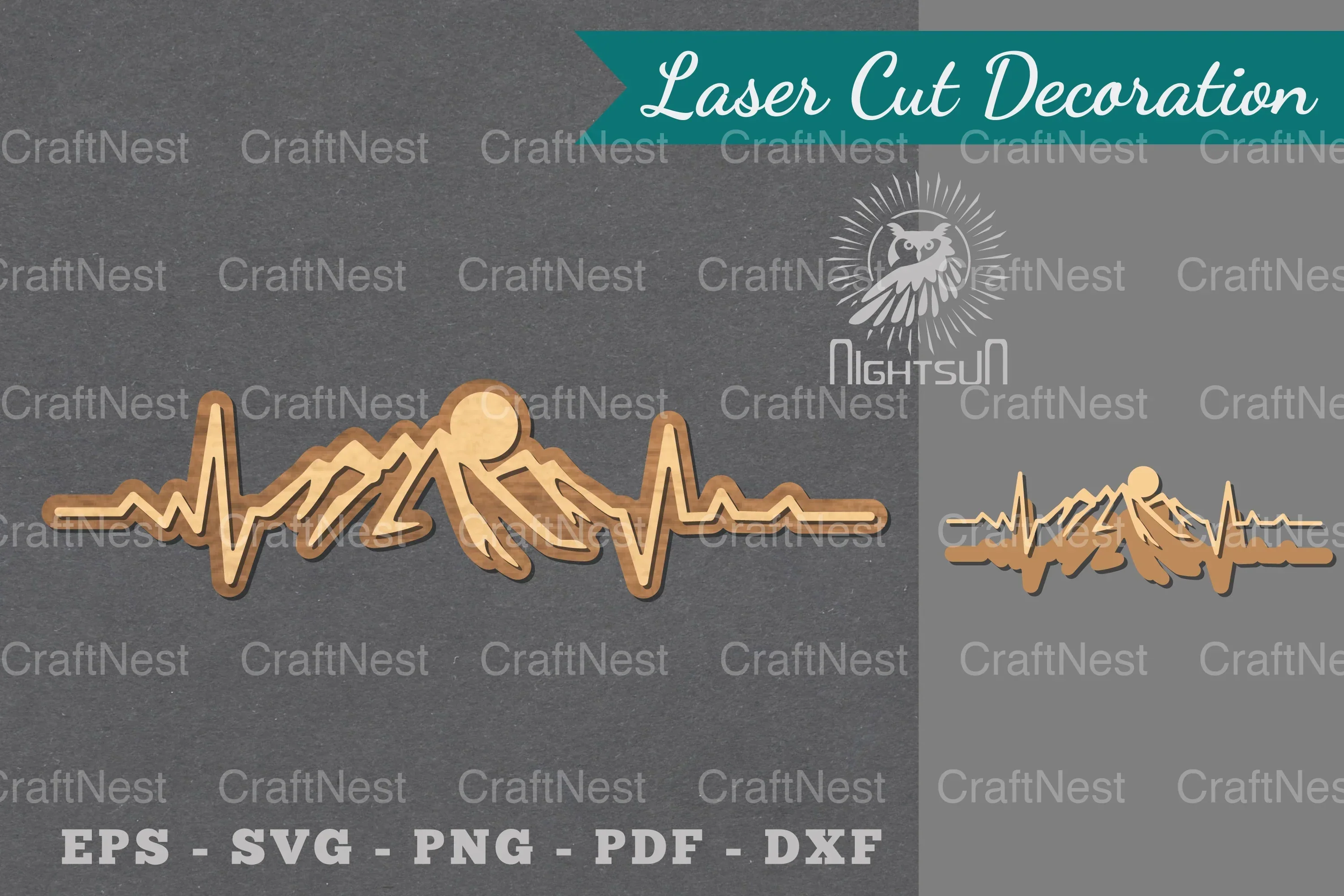 Mountain Heartbeat Laser Cut Decoration Clipart Bundle