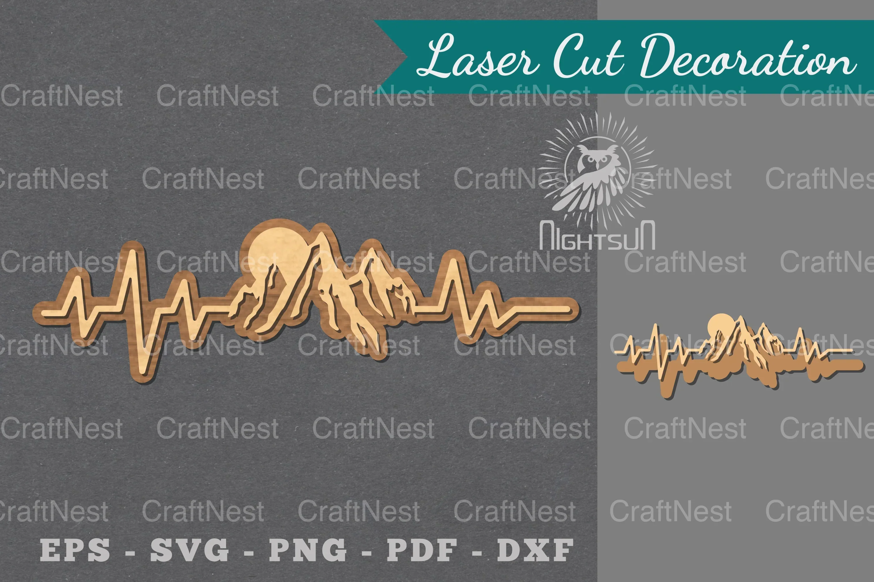 Mountain Heartbeat Laser Cut Decoration Clipart Bundle