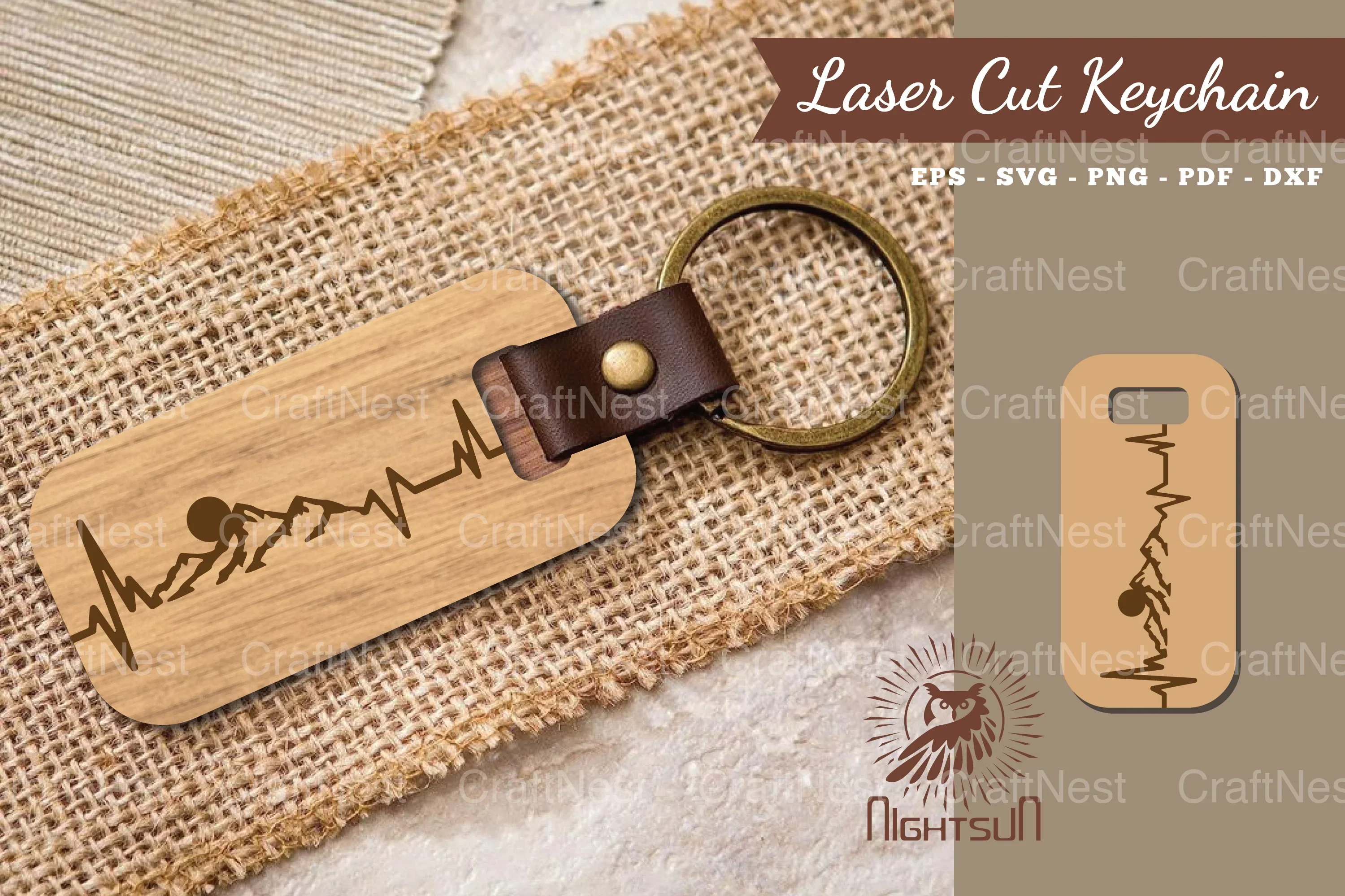 Mountain Heartbeat Laser Cut Keychain SVG Bundle