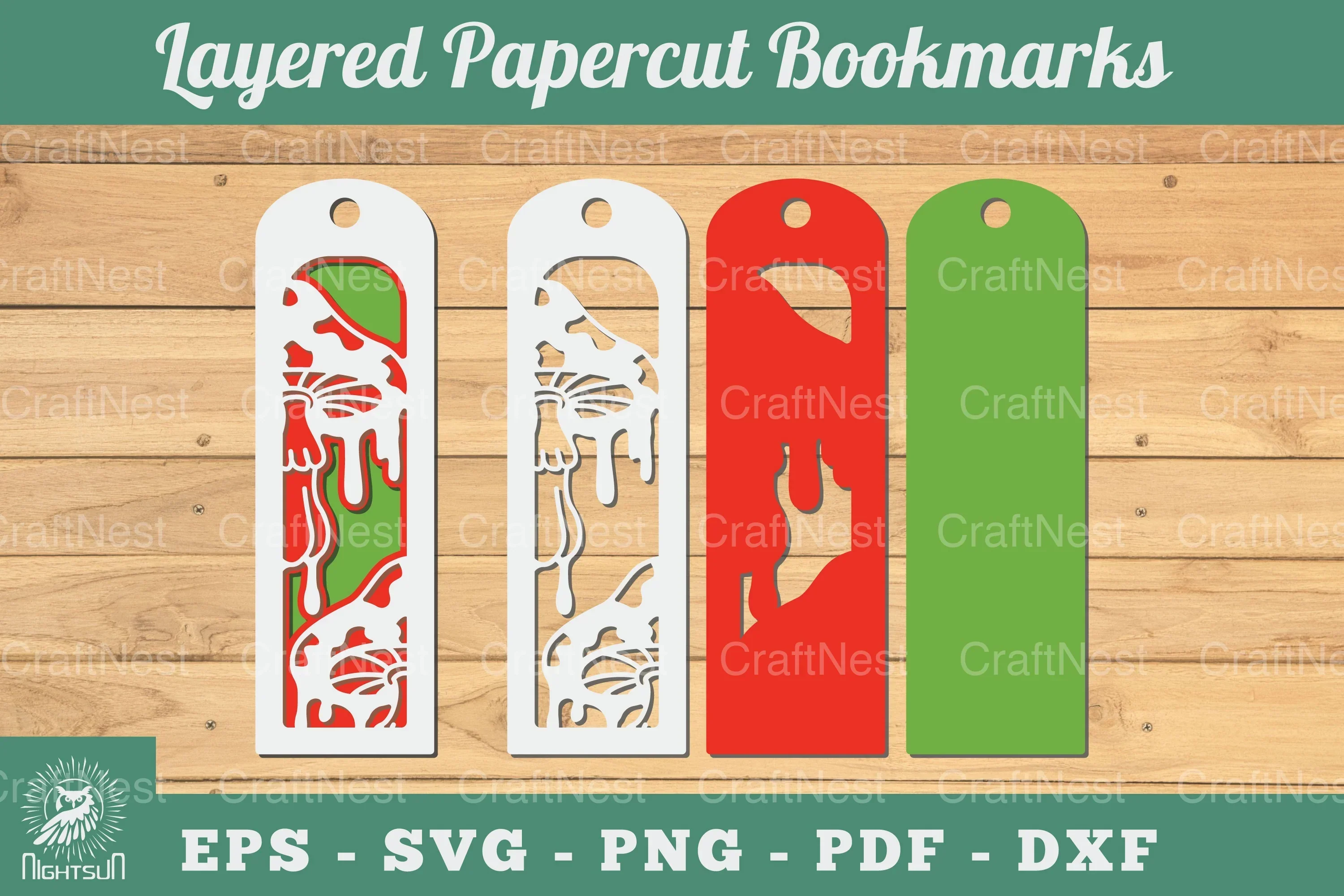 Mushroom 3D Papercut Bookmarks Clipart Bundle