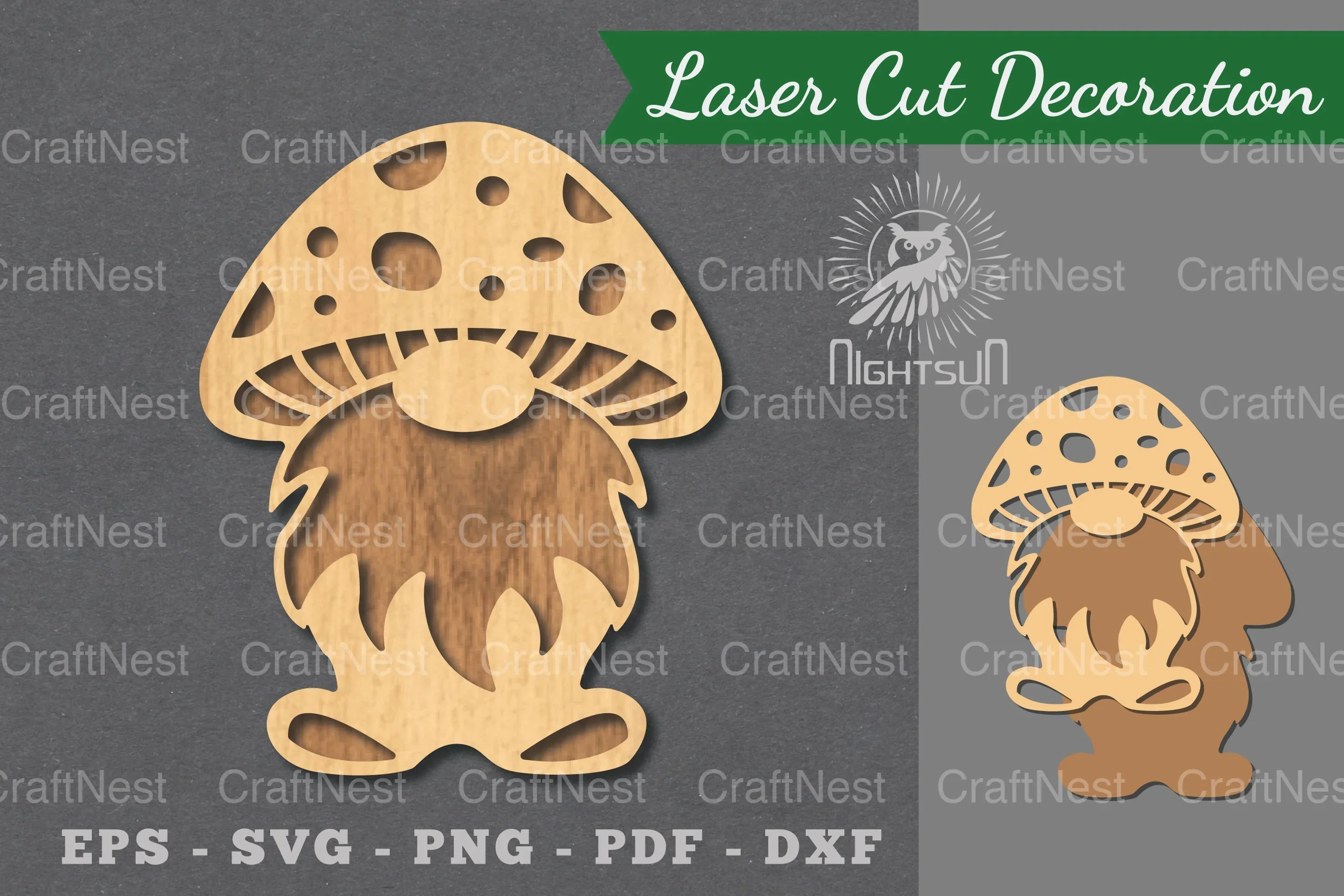Mushroom Gnome Laser Cut Decoration Bundle
