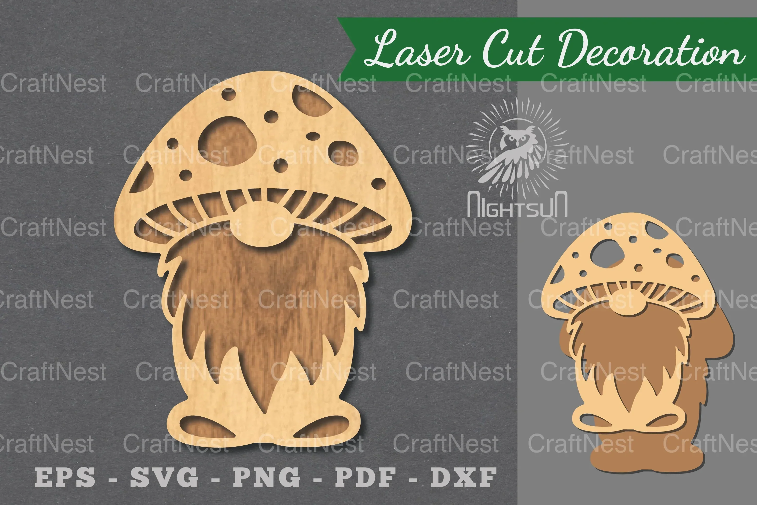 Mushroom Gnome Laser Cut Decoration Clipart Bundle
