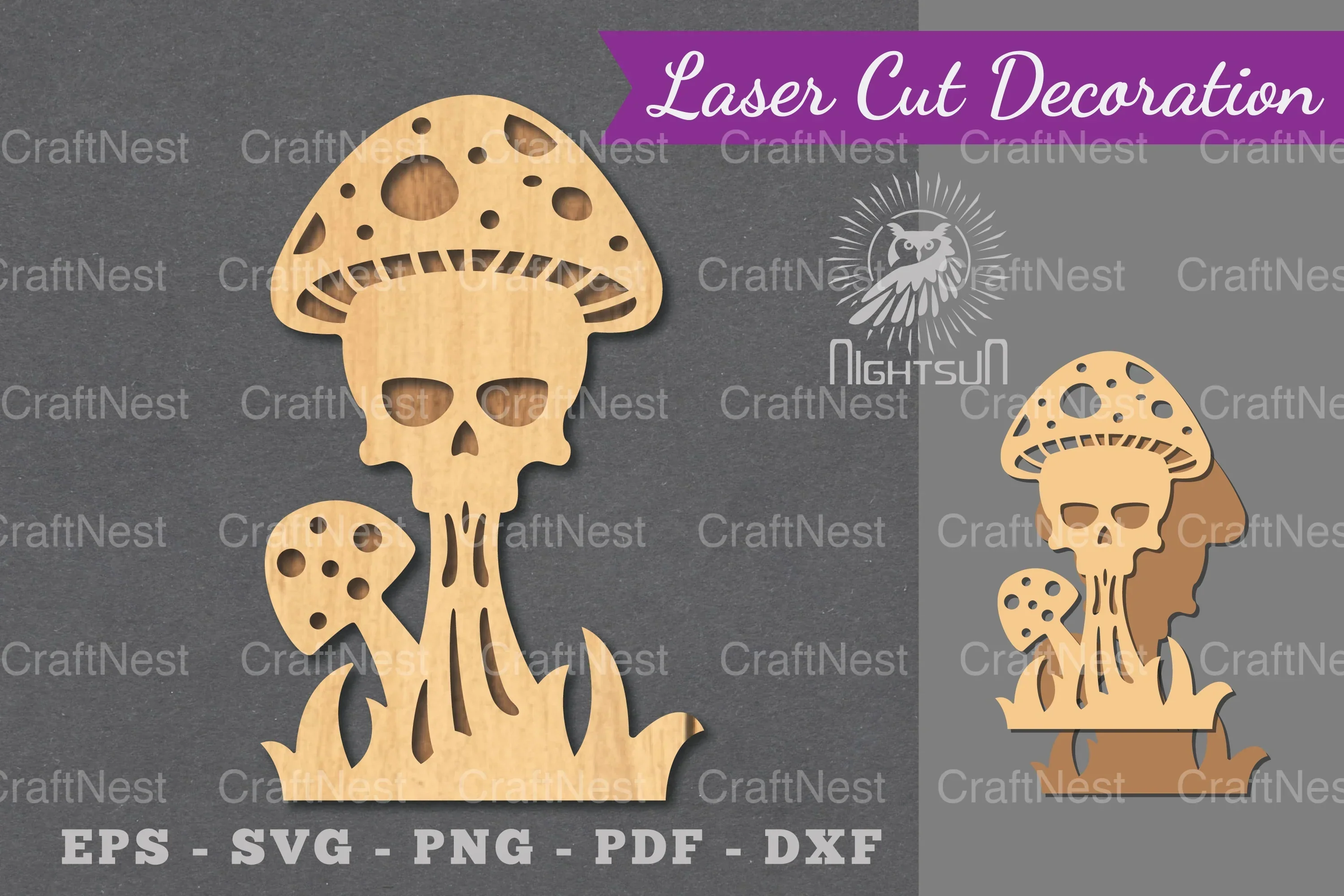 Mushroom Skull Laser Cut Decoration Bundle