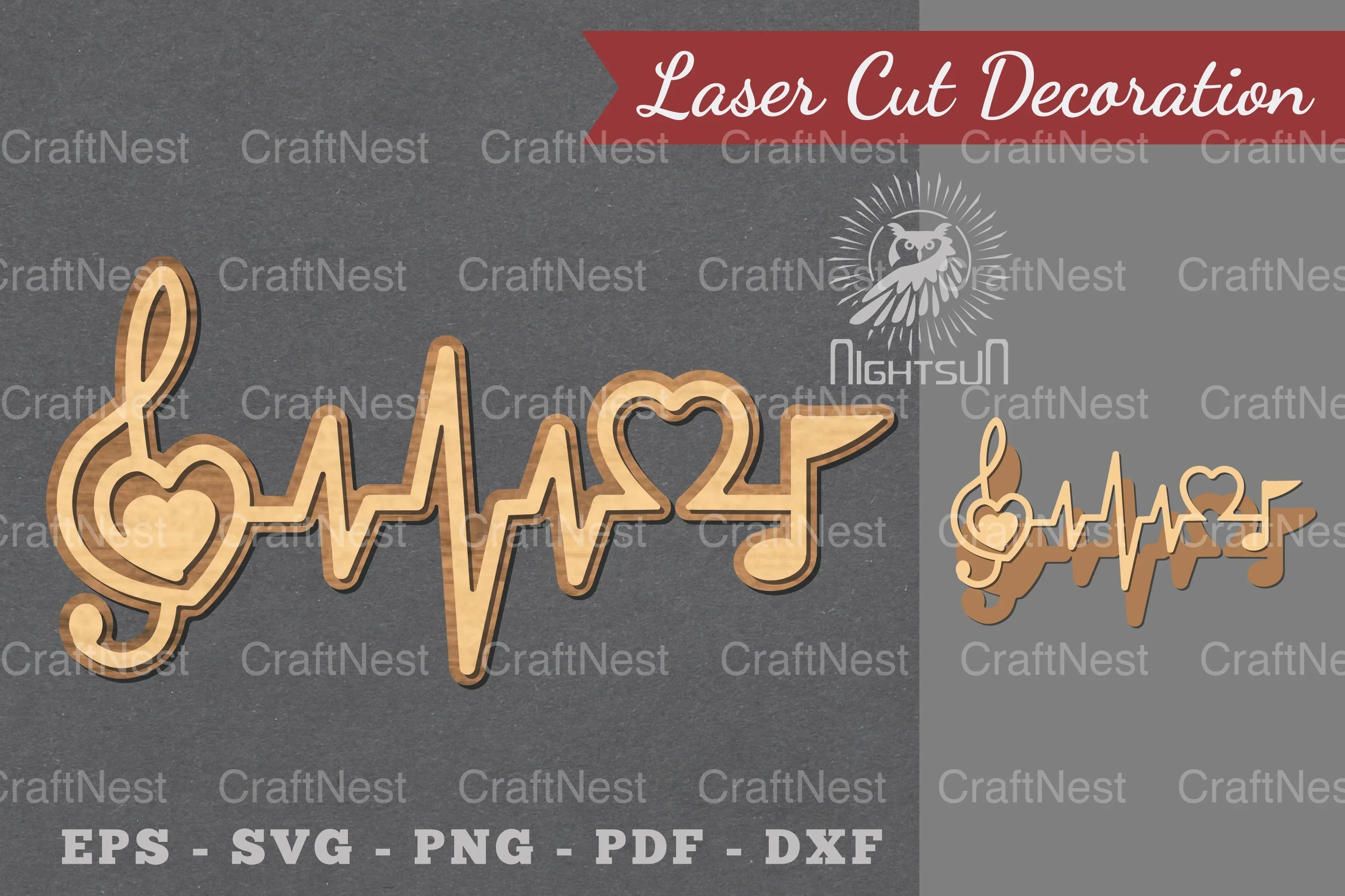Music Notes Heartbeat Laser Cut Decoration Clipart Bundle