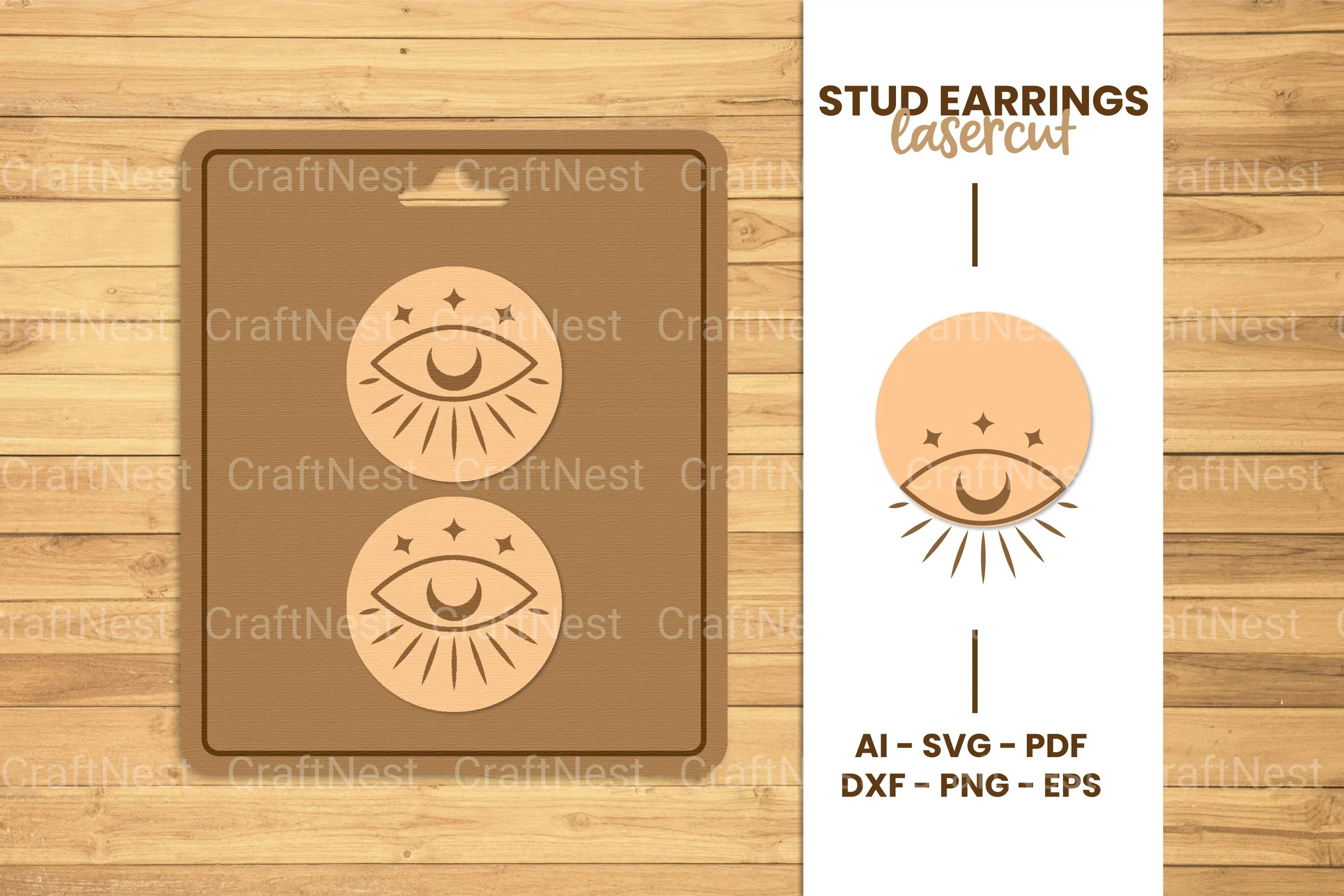 Mystical Stud Earrings Lasercut SVG Bundle