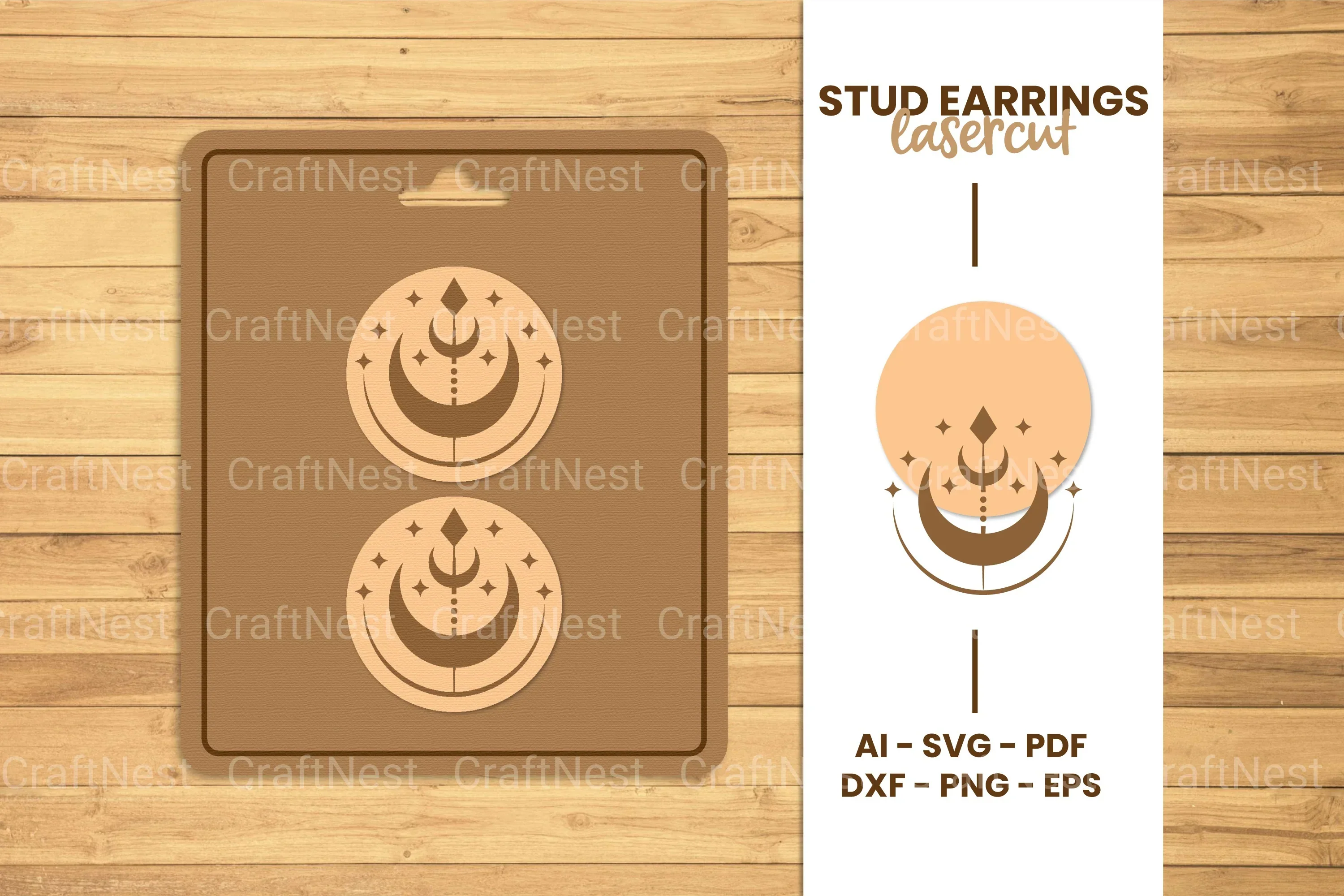 Mystical Stud Earrings Lasercut SVG Bundle