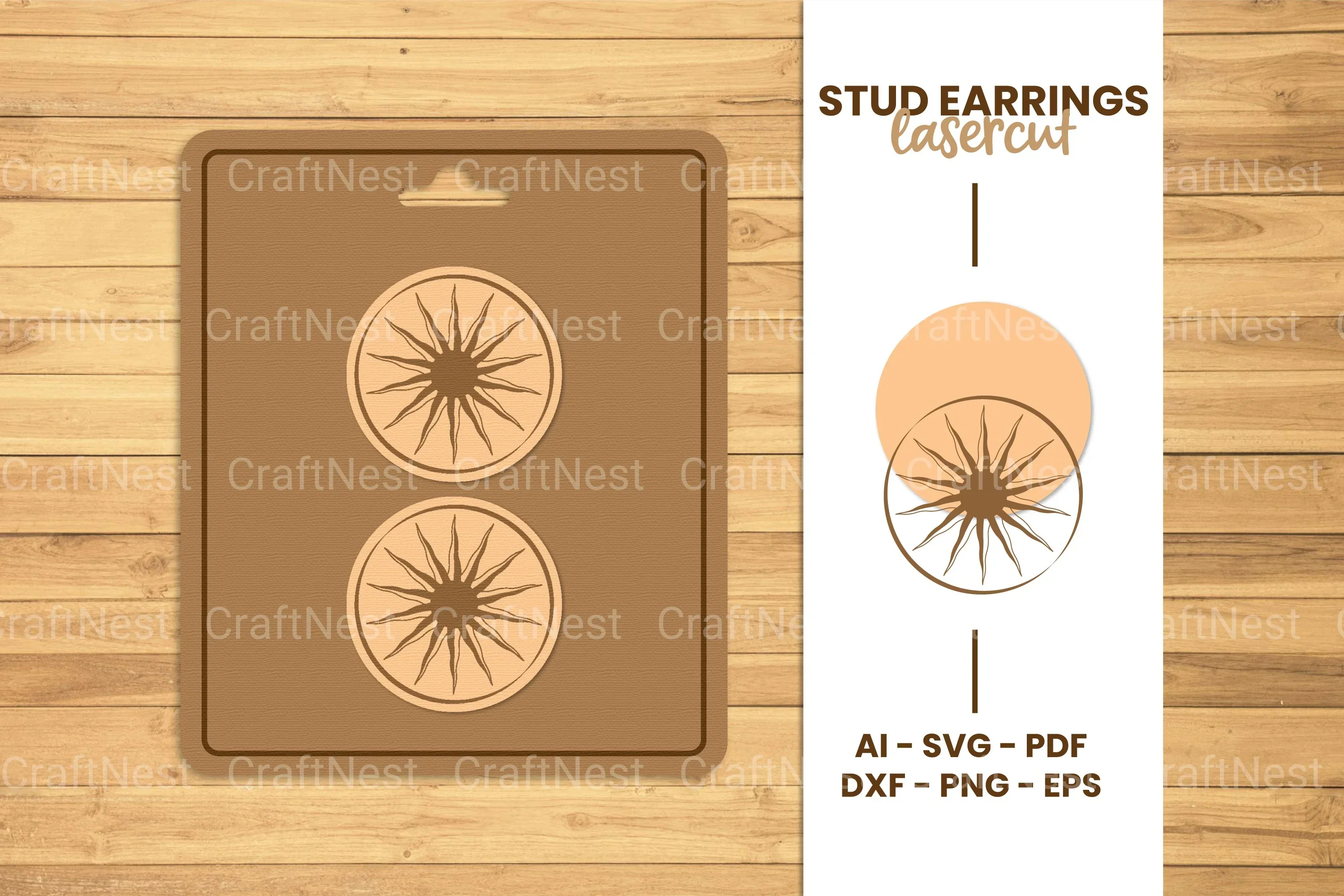 Mystical Stud Earrings Lasercut SVG Bundle