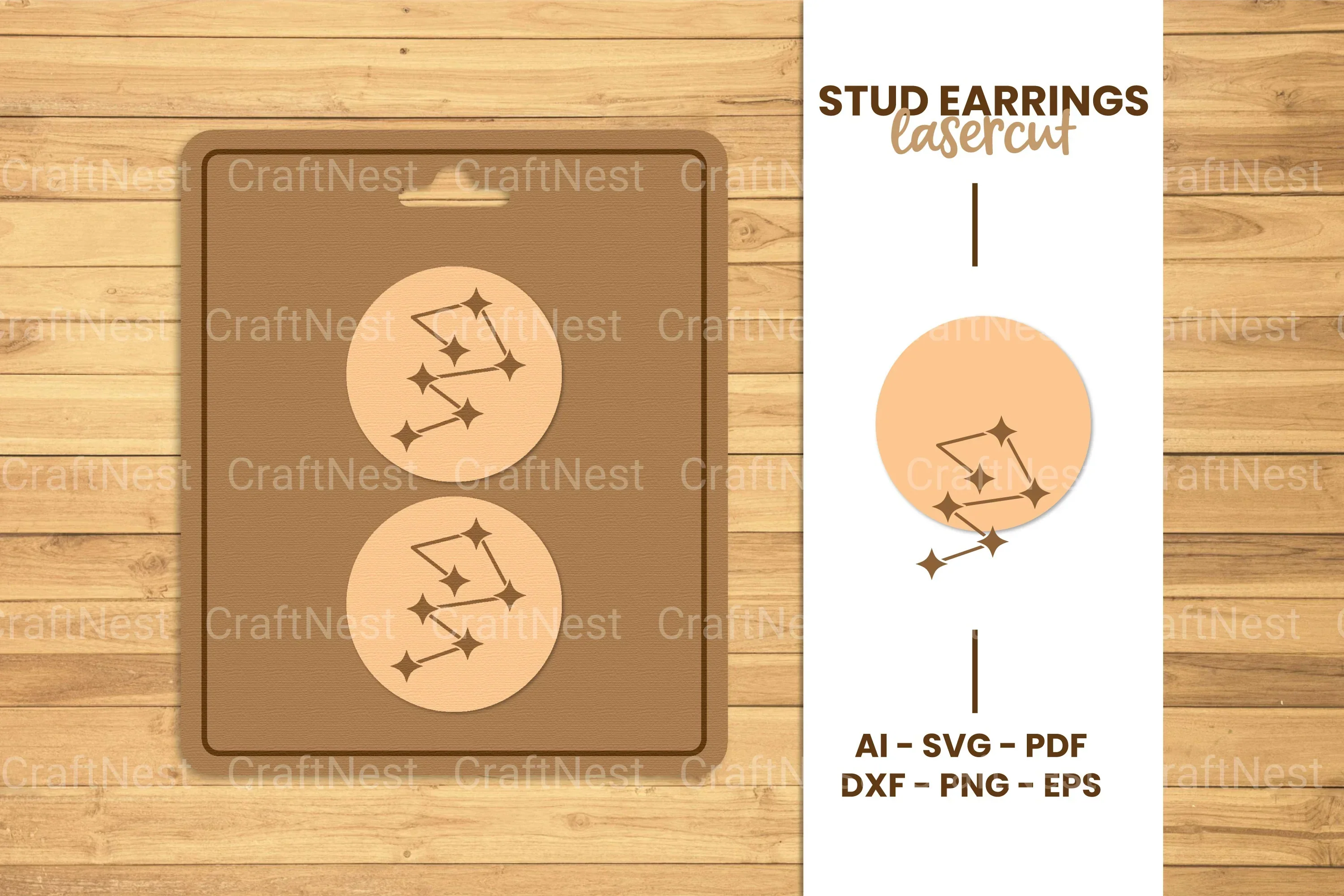 Mystical Stud Earrings Lasercut SVG Bundle