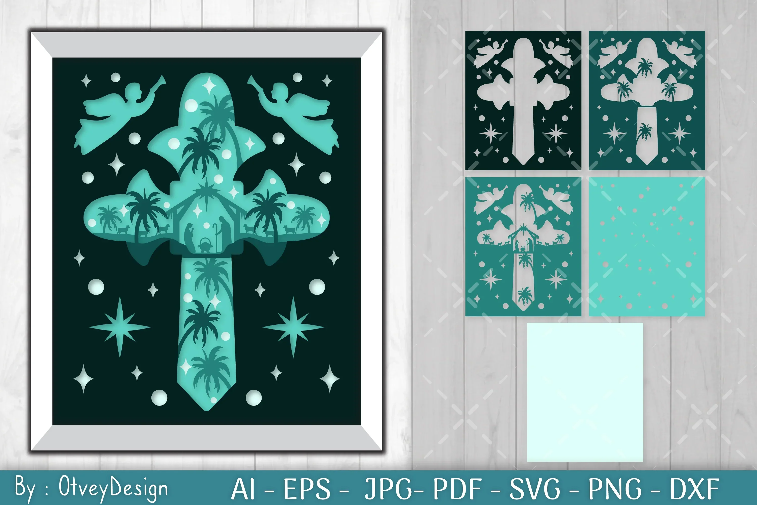Nativiti Scene Jesus 3D Shadow Box Papercut SVG Bundle