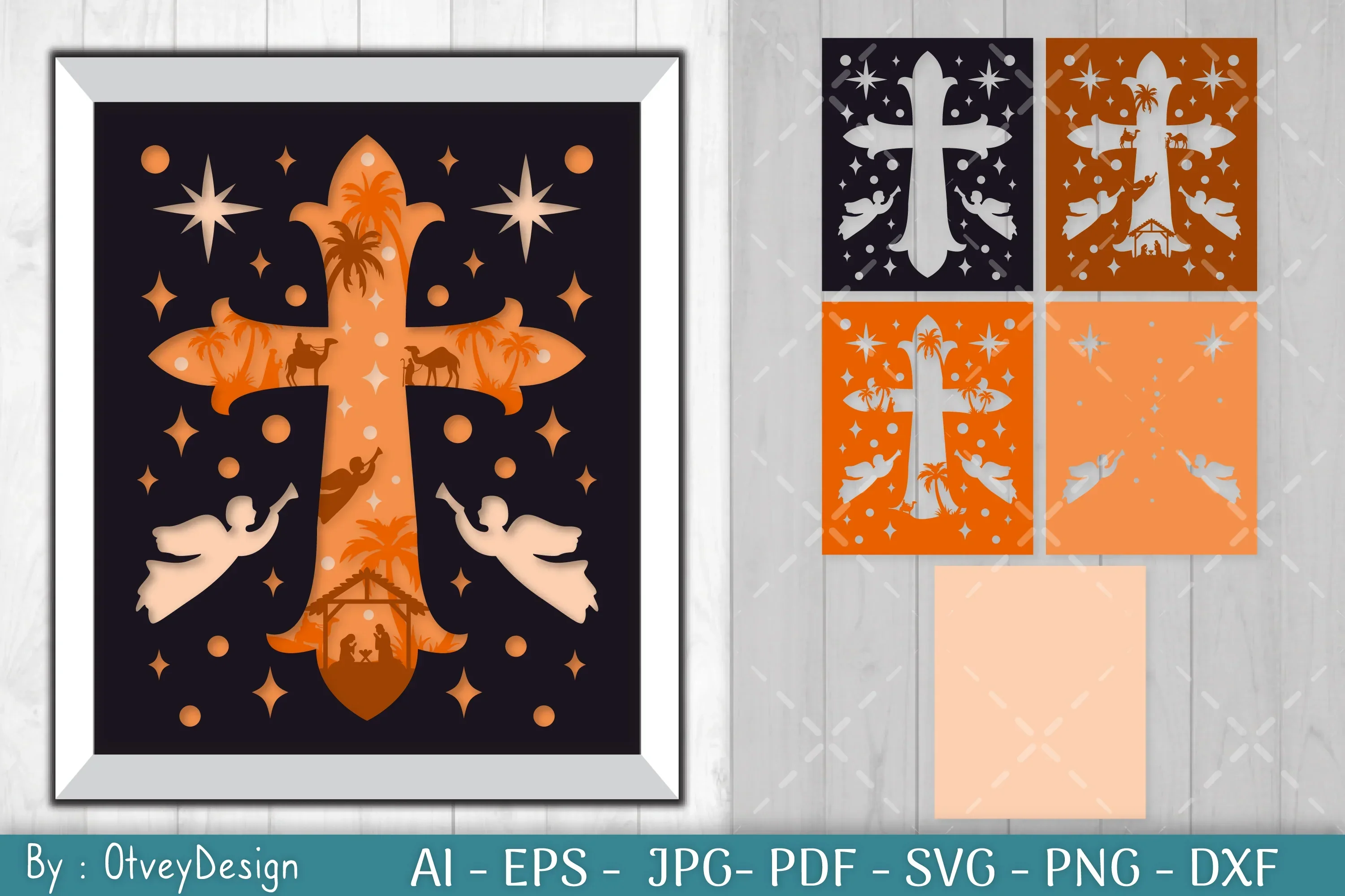 Nativiti Scene Jesus 3D Shadow Box Papercut SVG Bundle