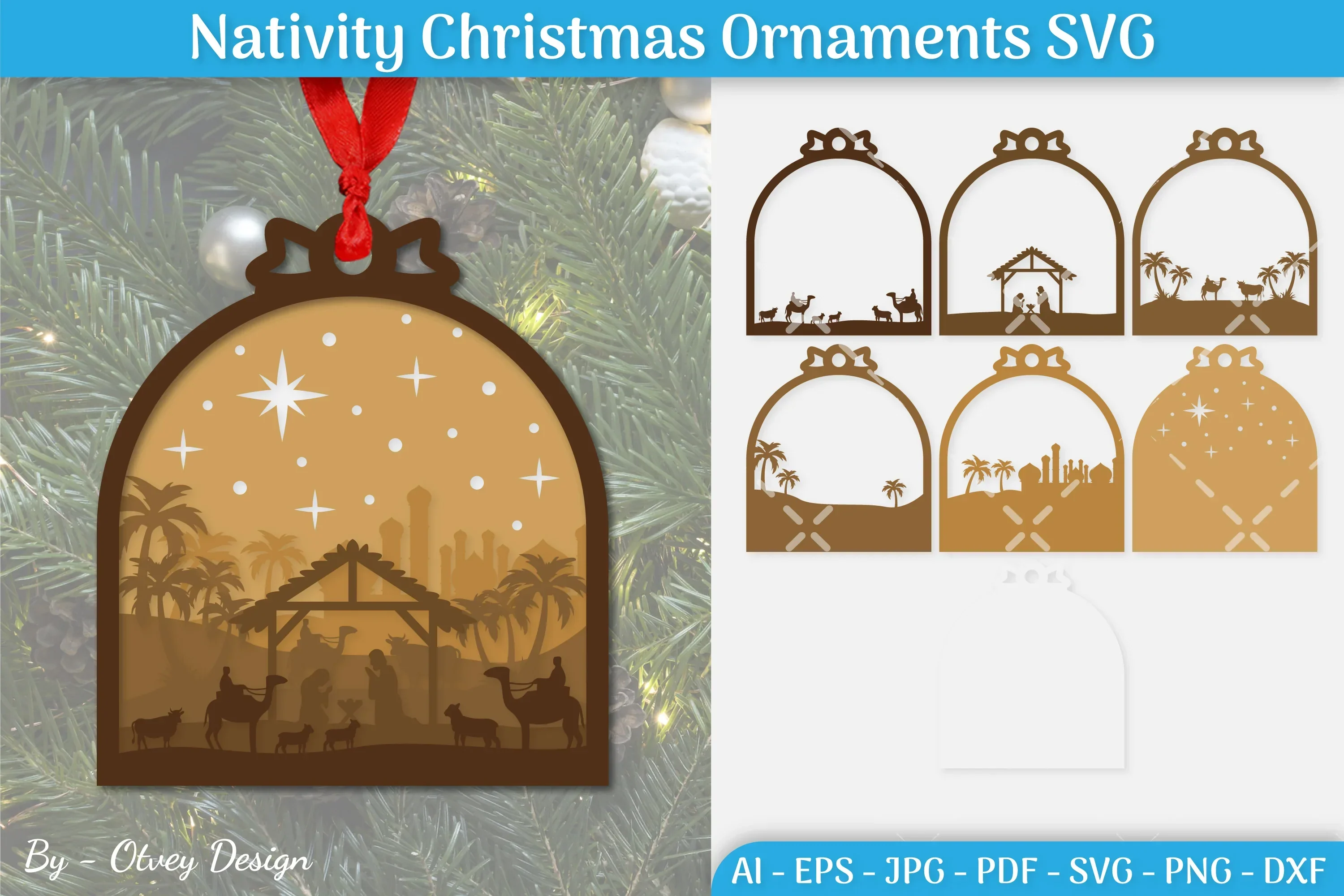 Nativity Christmas Ornament SVG Bundle for Cricut