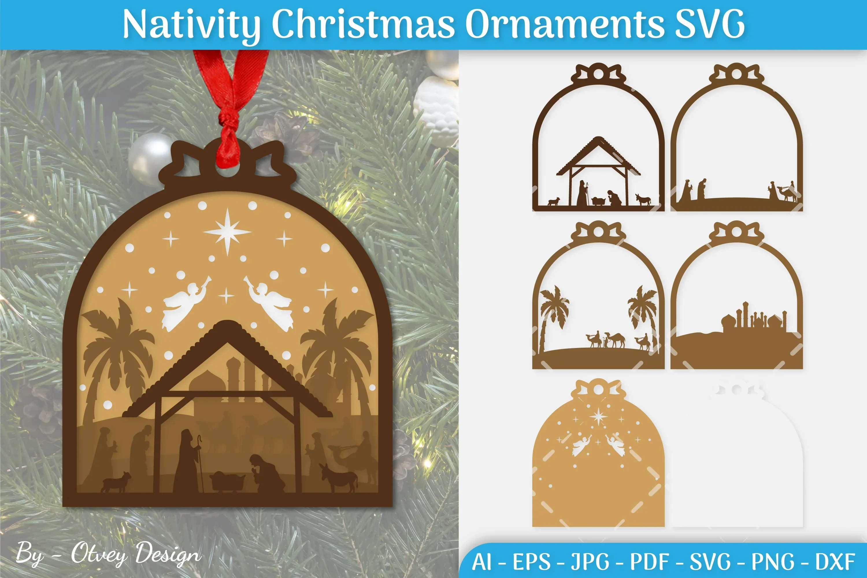 Nativity Christmas Ornament SVG Bundle for Cricut