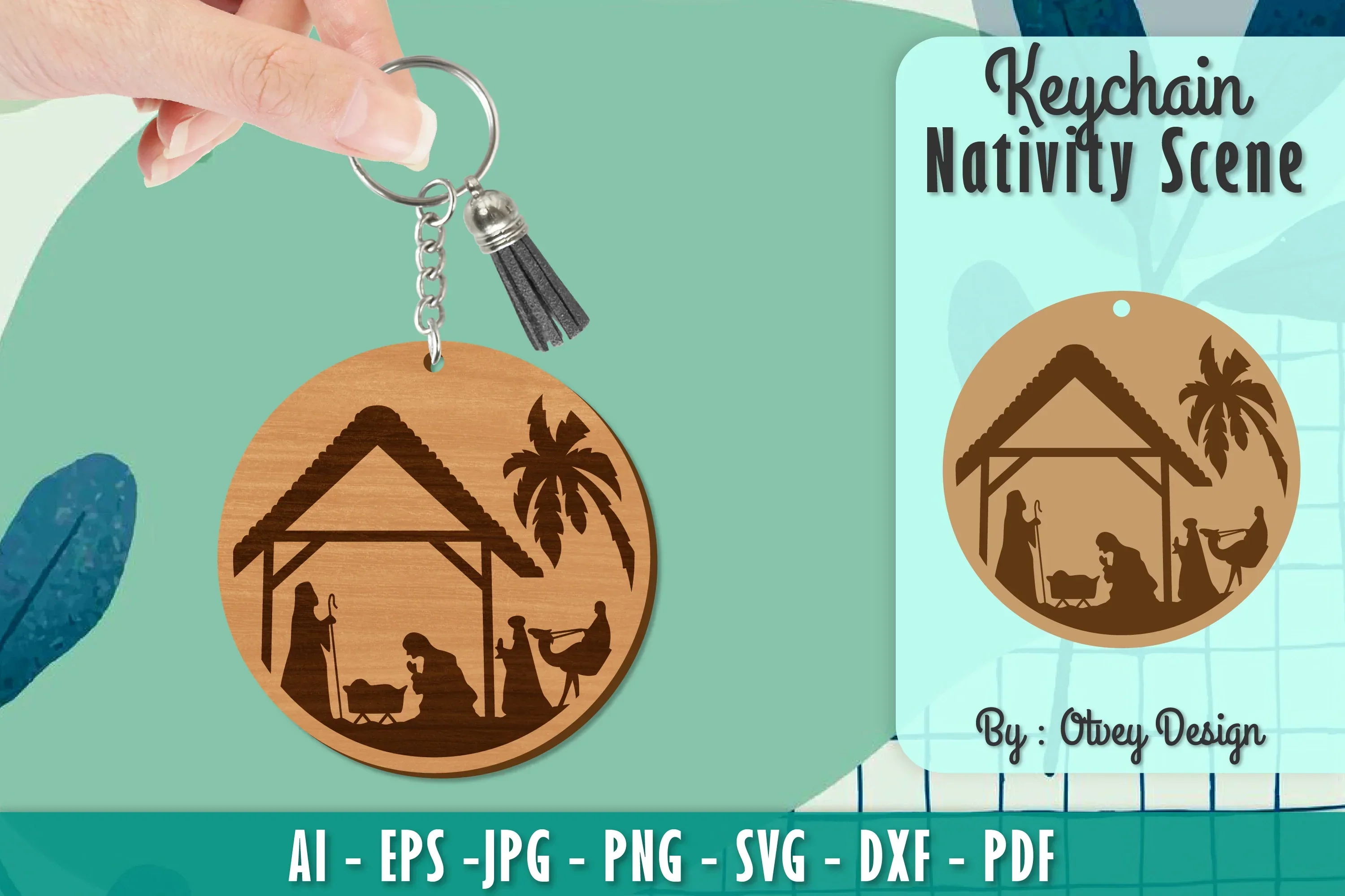 Nativity Scene Keychain Laser Cut SVG Bundle