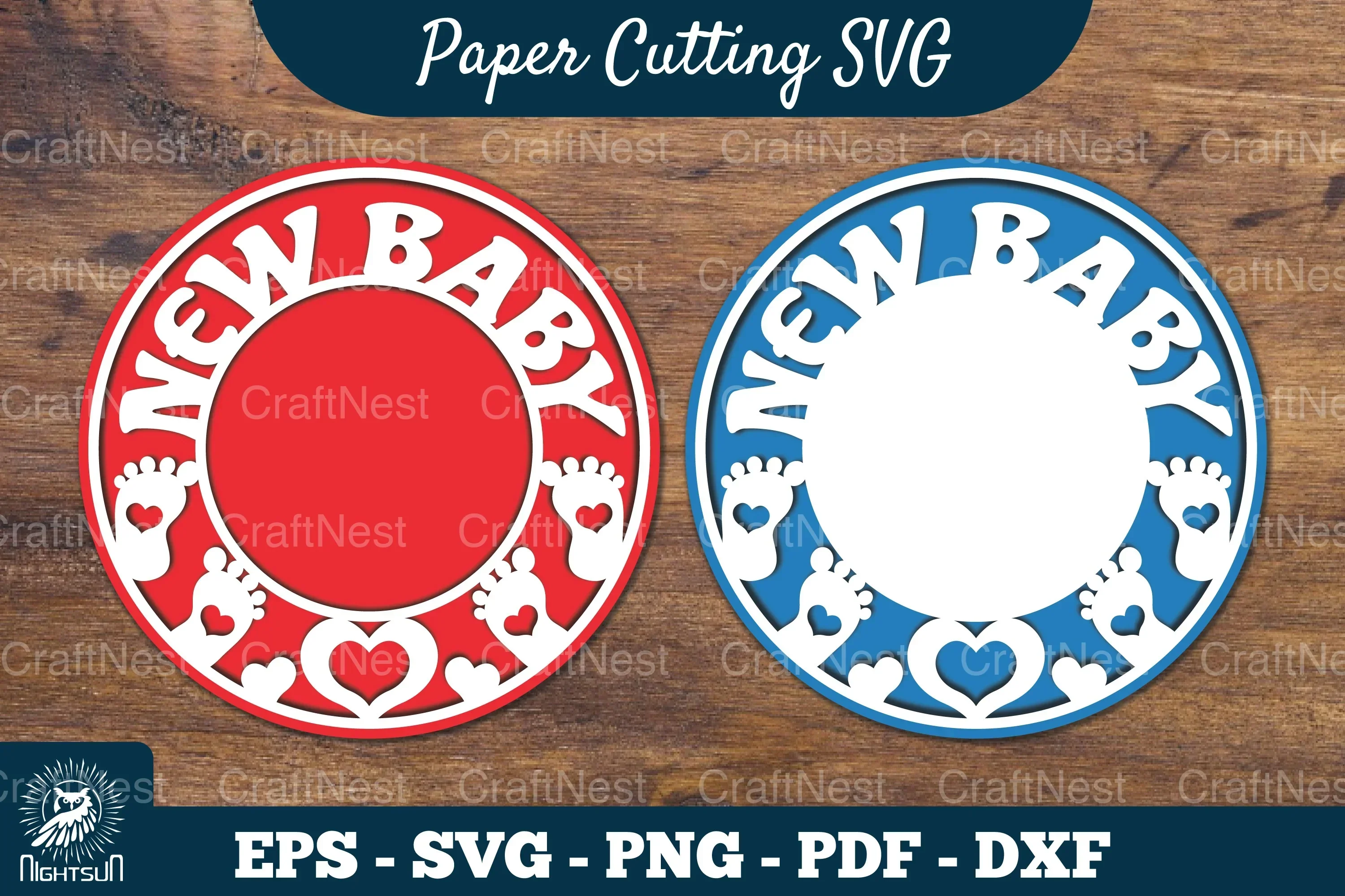 New Baby Papercut Circle Clipart Bundle