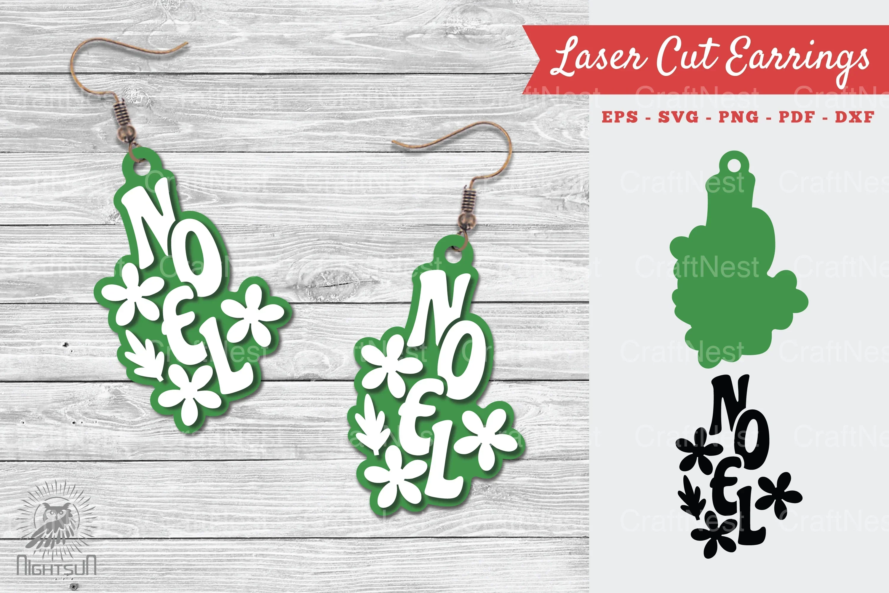 Noel Laser Cut Earrings SVG Bundle