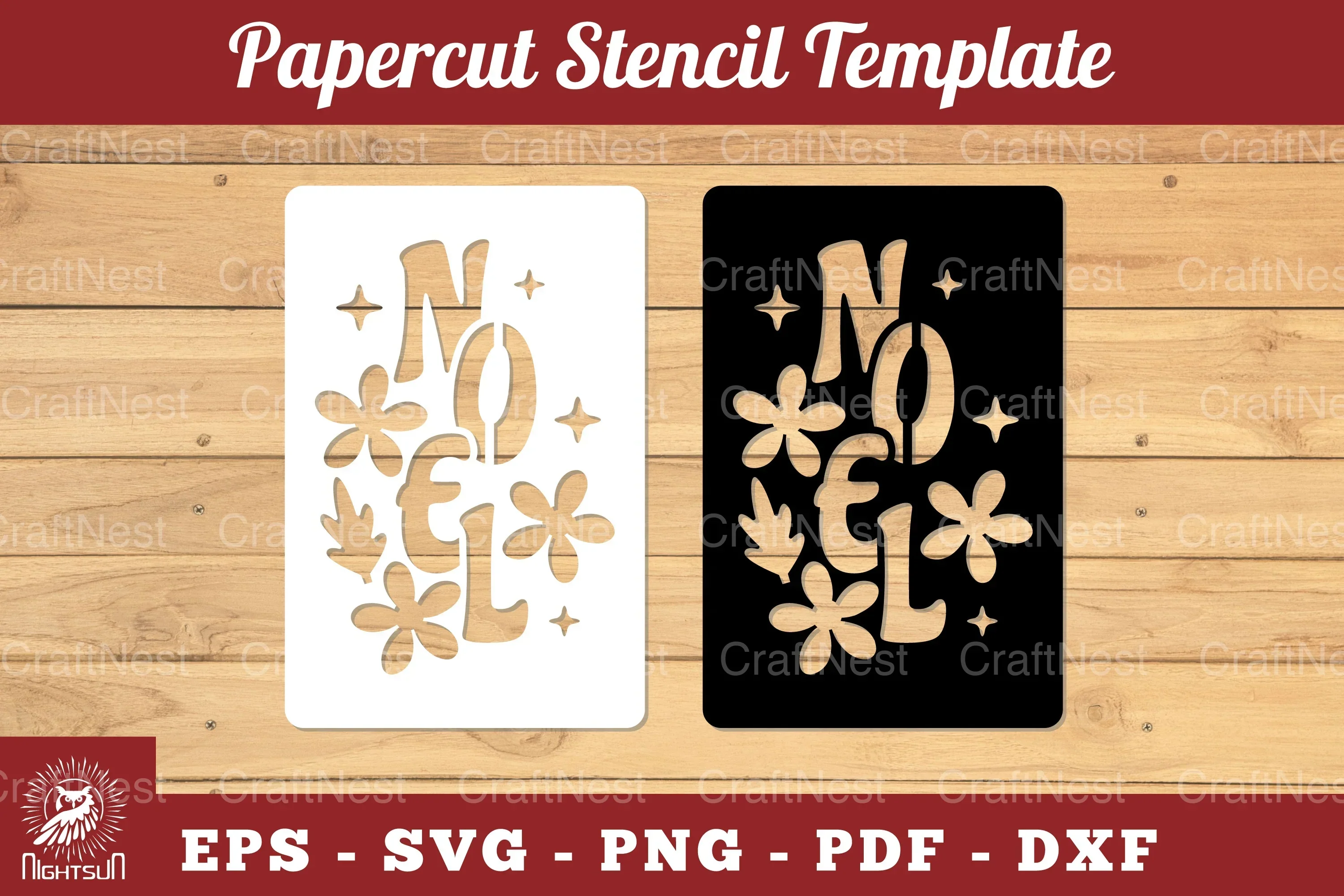 Noel Papercut Stencil Clipart Bundle