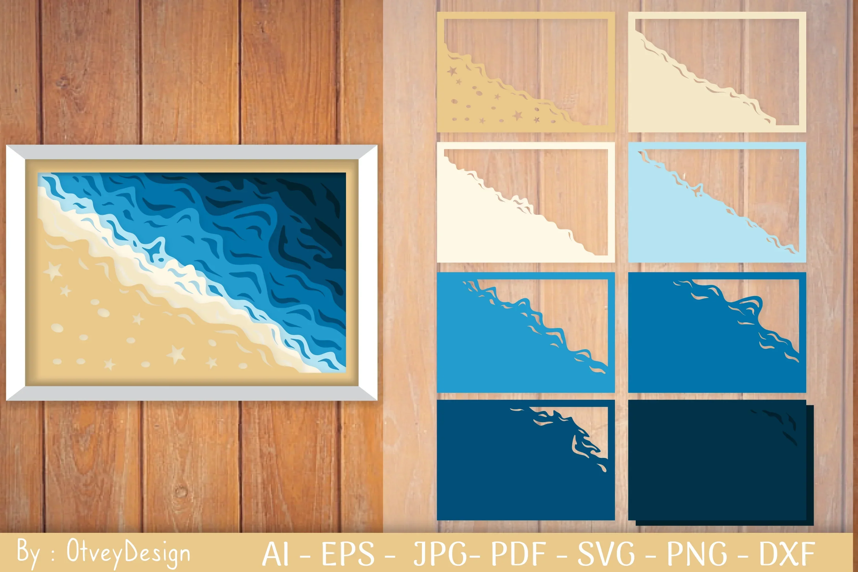 Ocean Shadow Box SVG Bundle for Cricut