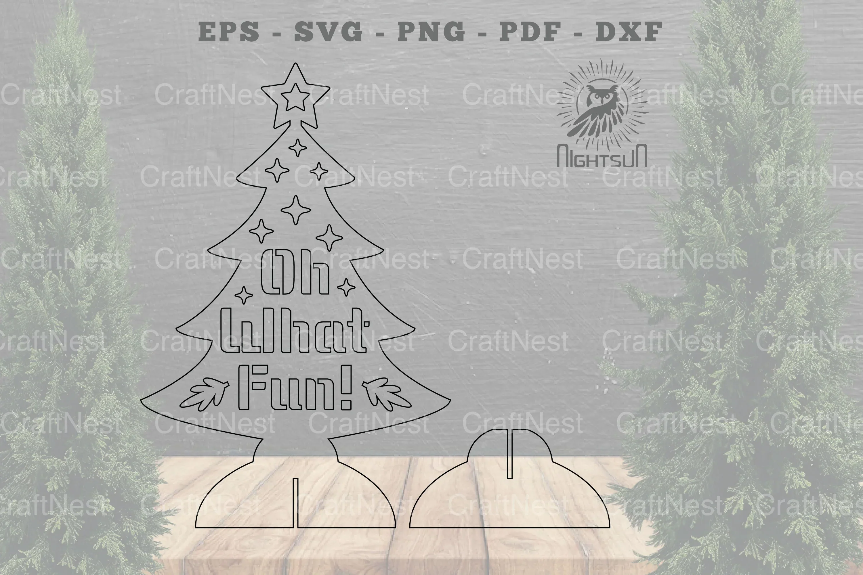 Oh What Fun Christmas Tree Laser Cut Home Decor Clipart Bundle - Image 2