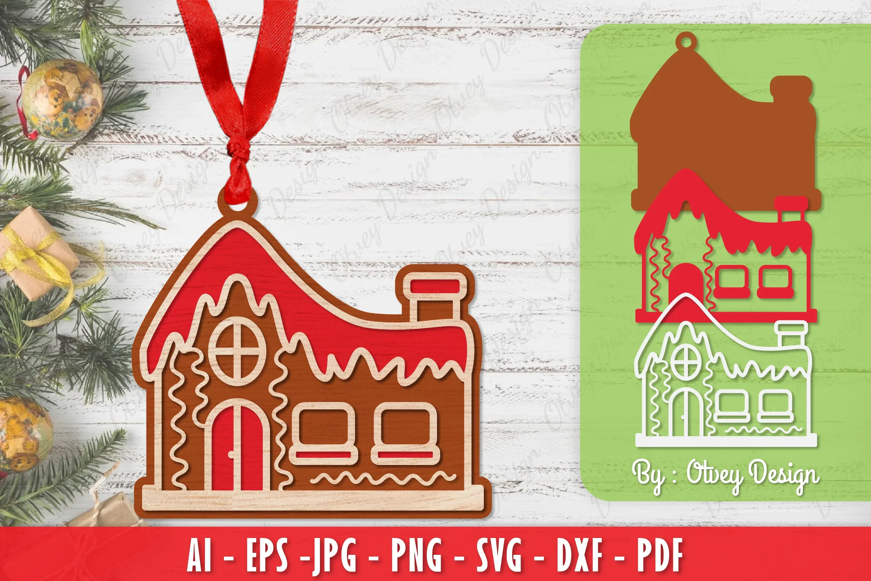 Ornament Gingerbread House Laser Cut SVG Bundle