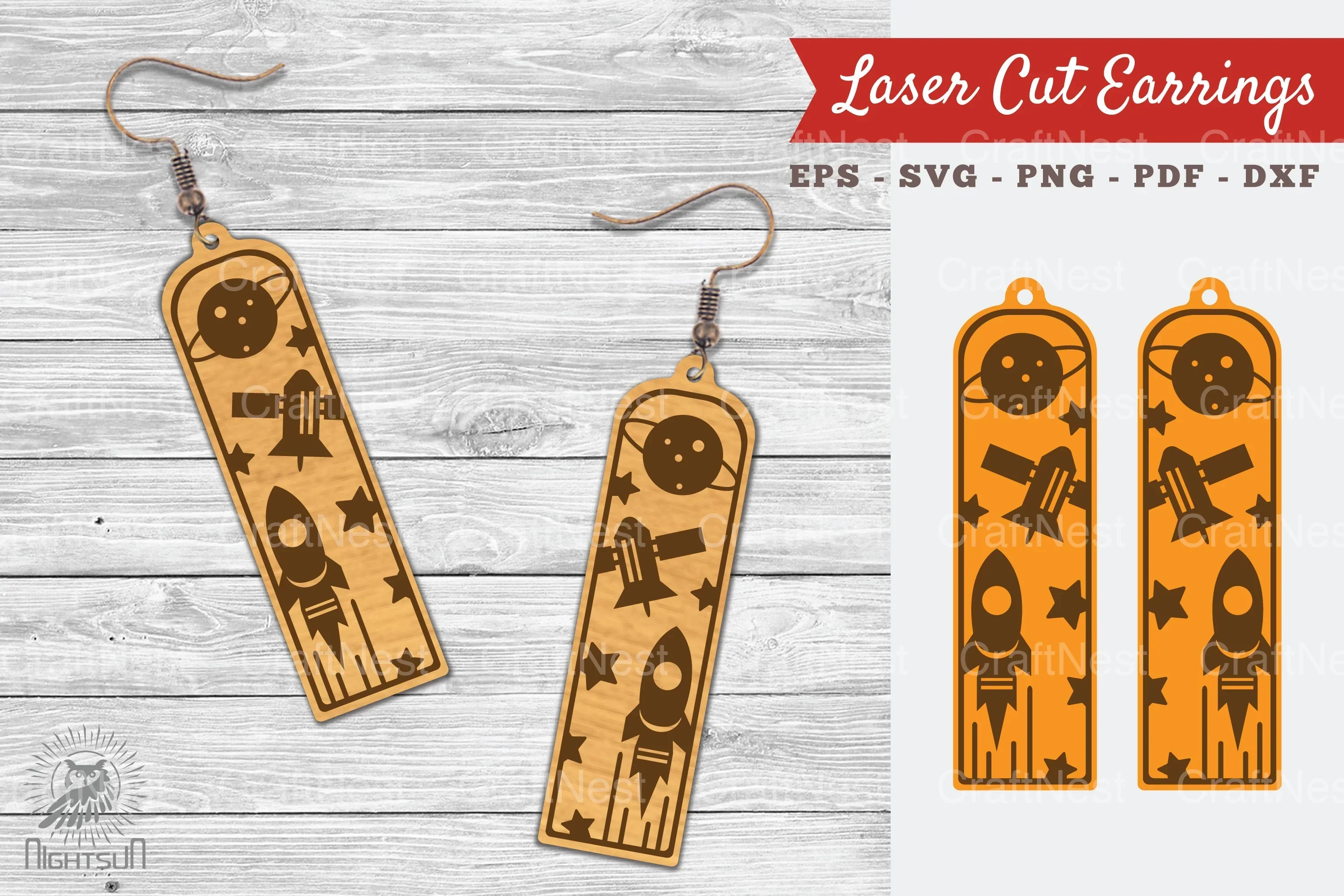 Outer Space Laser Cut Earrings SVG Bundle