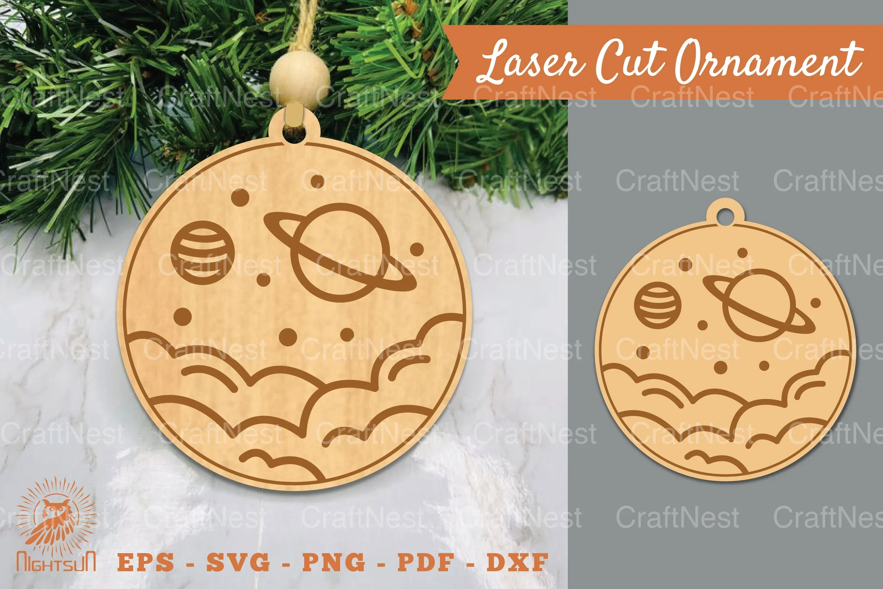 Outer Space Laser Cut Ornament SVG Bundle